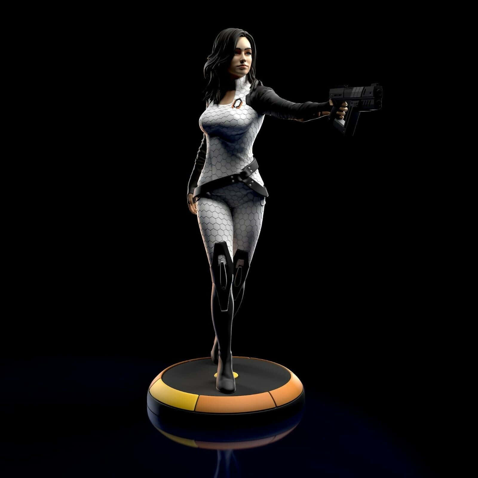 Miranda Lawson, hex-patterned white suit, circular base, HD Desktop Wallpaper