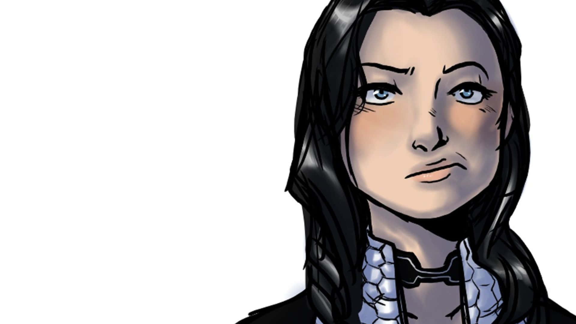 Miranda Lawson, anime woman, long black hair, Full HD Desktop Wallpaper