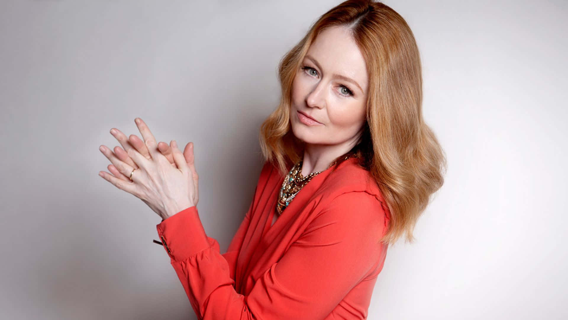 Miranda Otto, red dress, red hair, Full HD Desktop Wallpaper