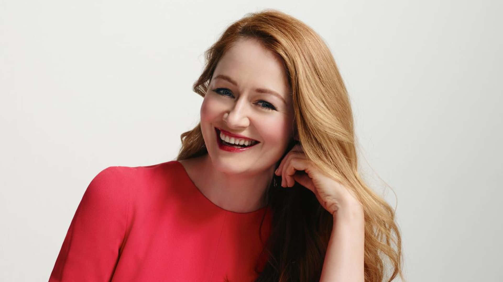 Miranda Otto, red dress, red hair, Full HD Desktop Wallpaper