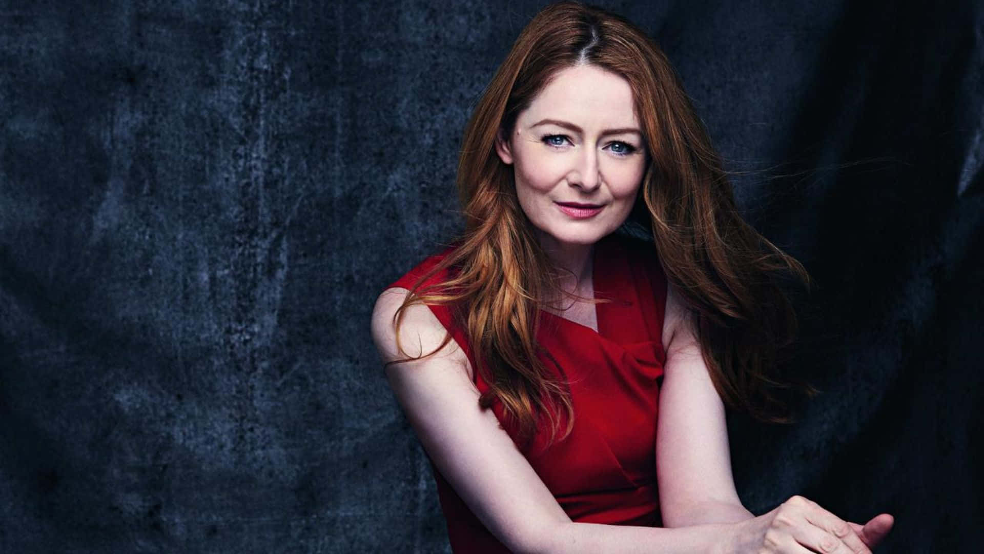 Miranda Otto, red dress, long red hair, Full HD Desktop Wallpaper