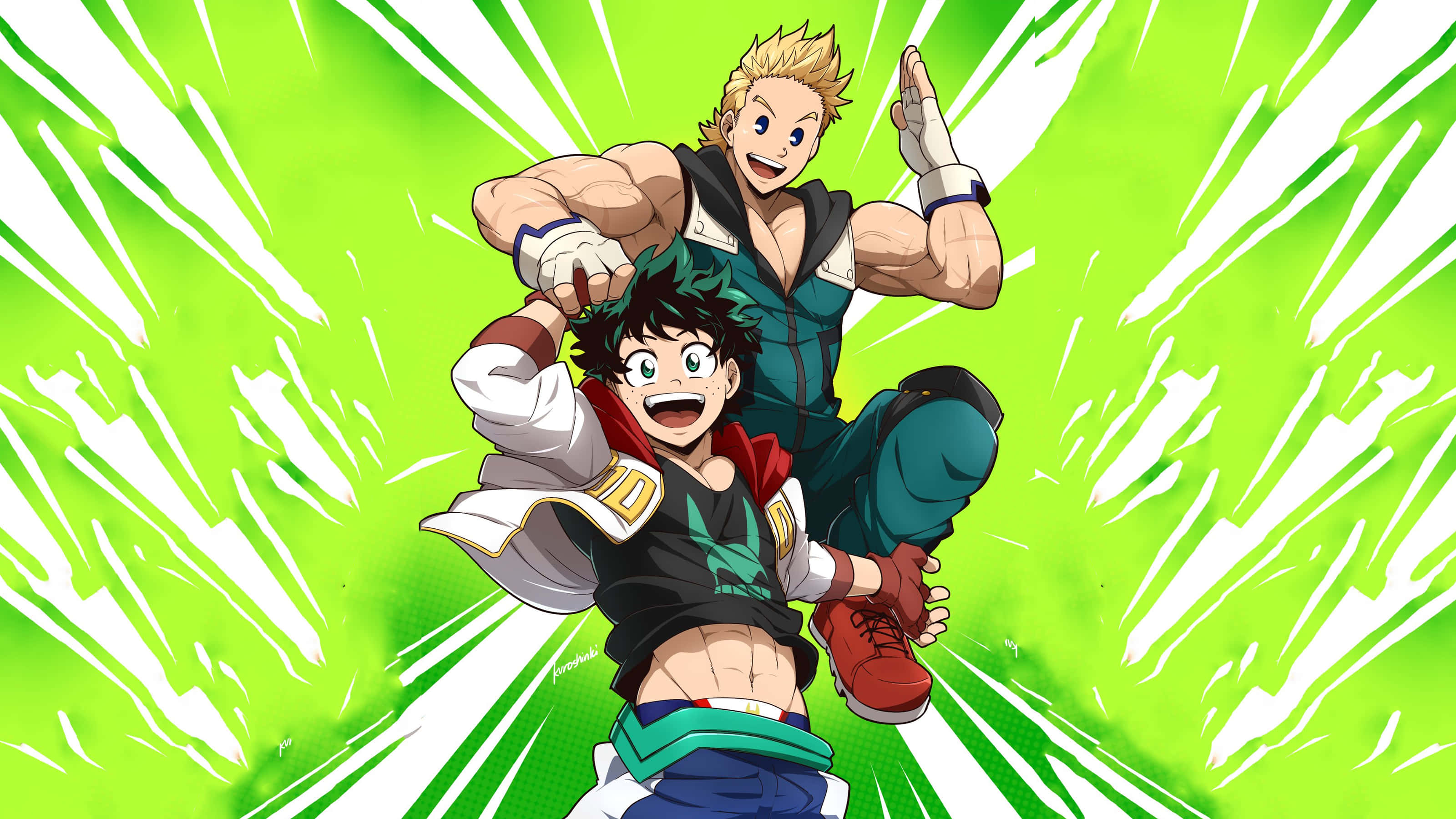 Mirio Togata, 3200 x 1800, vibrant green, 2K Desktop Wallpaper