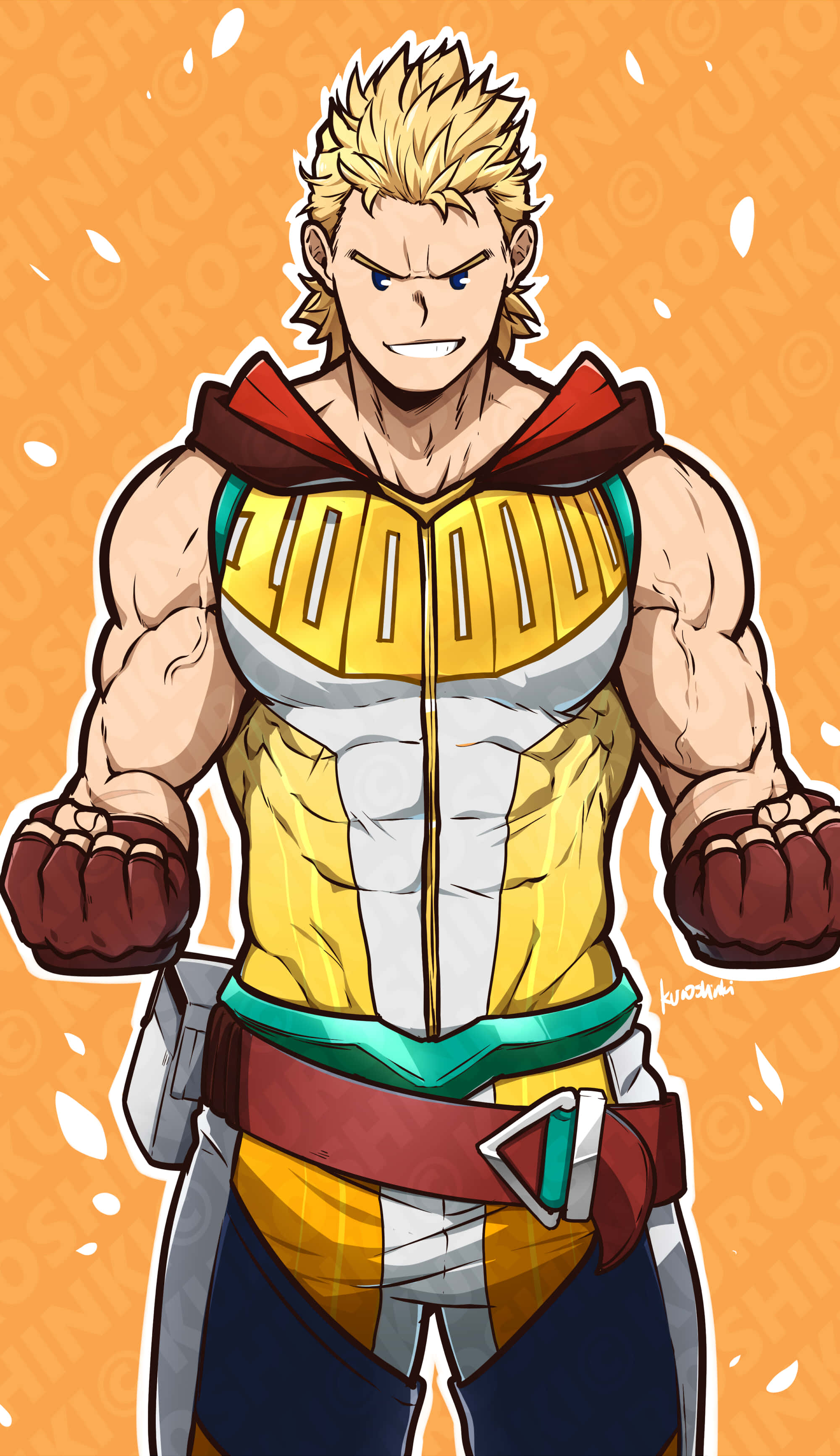 Mirio Togata, spiky blonde hair, determined expression, 2K Phone Wallpaper