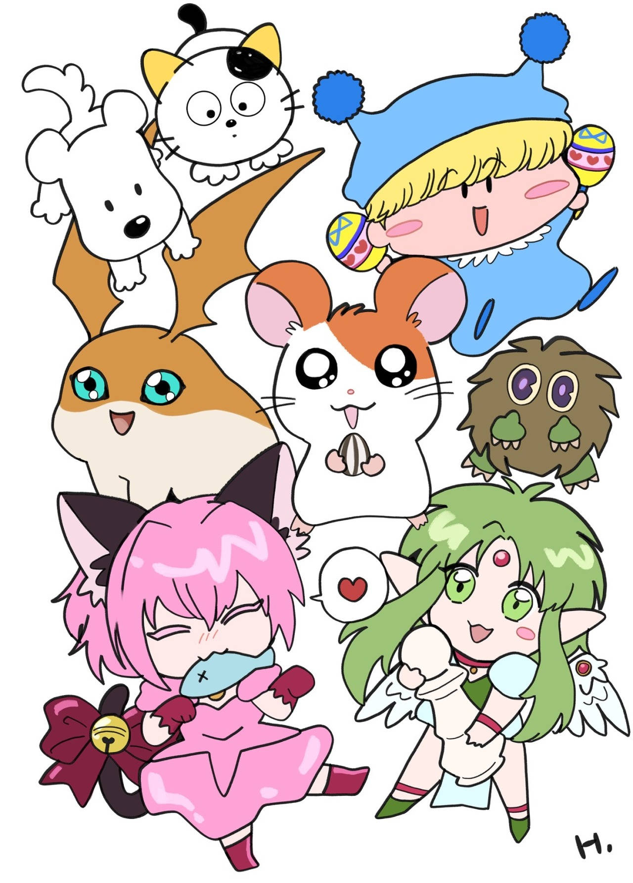 Mirmo De Pon, cats, hamsters, HD Phone Wallpaper