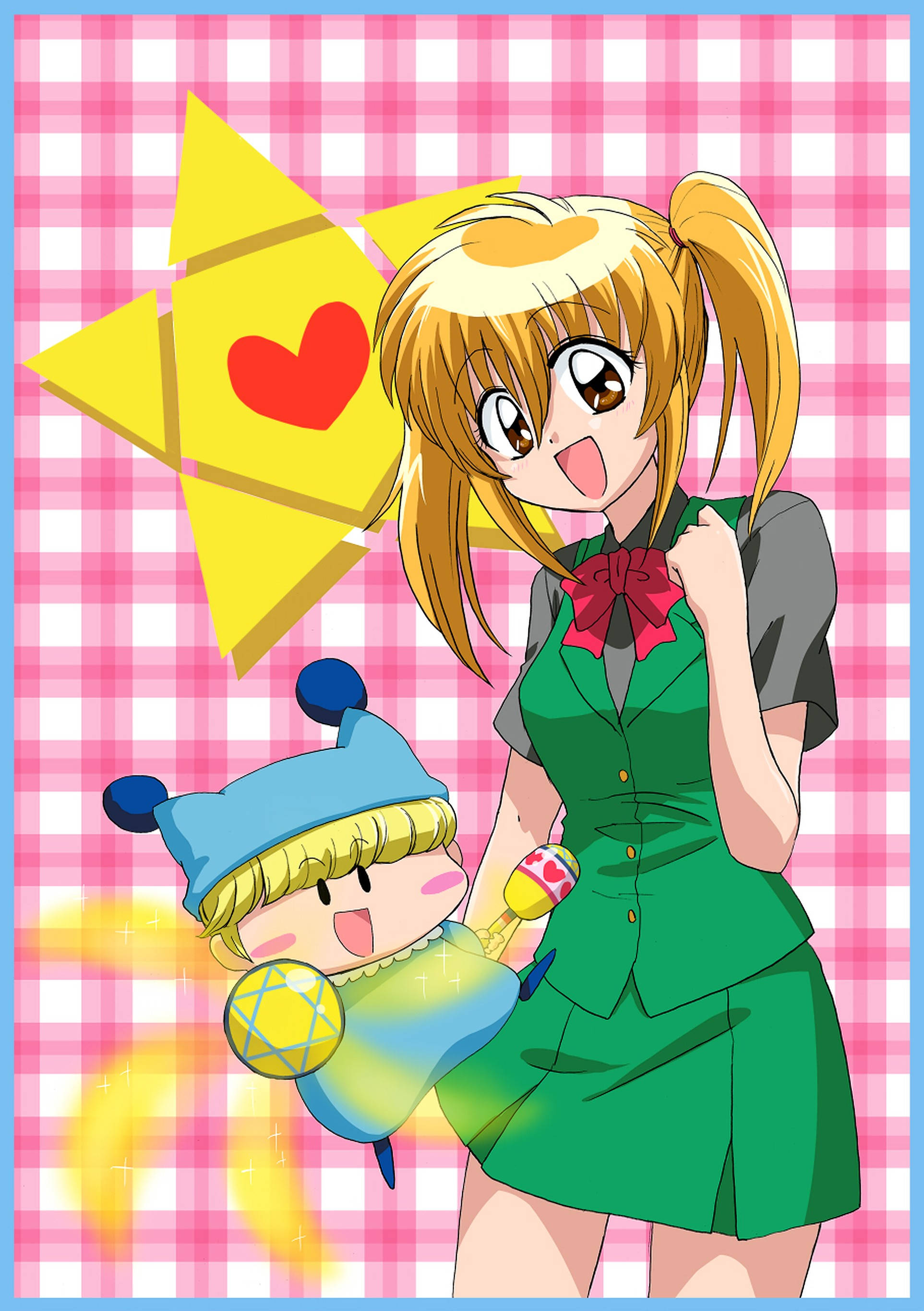 Mirmo De Pon, fairy partners, green school uniform, 2K Phone Wallpaper