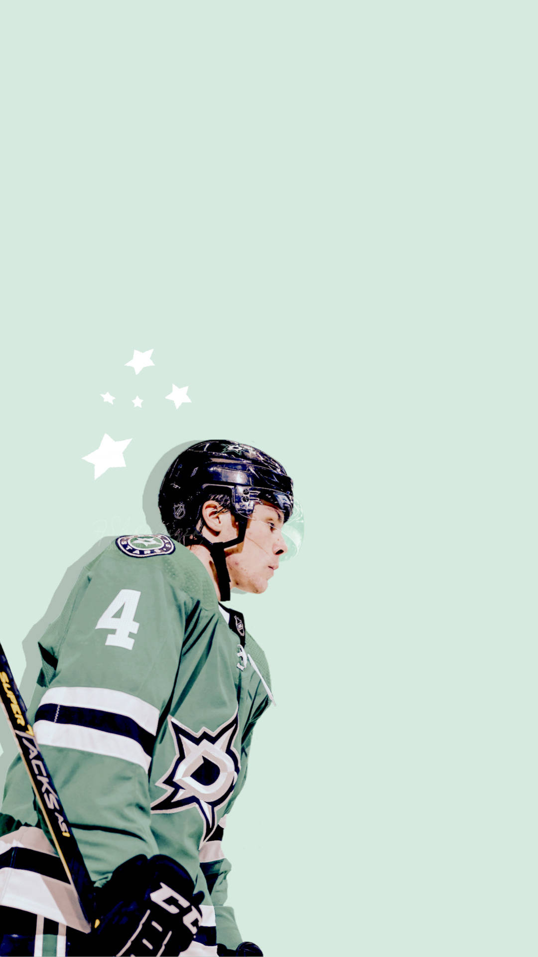 Miro Heiskanen, green jersey number four, pale mint background, Full HD Phone Wallpaper