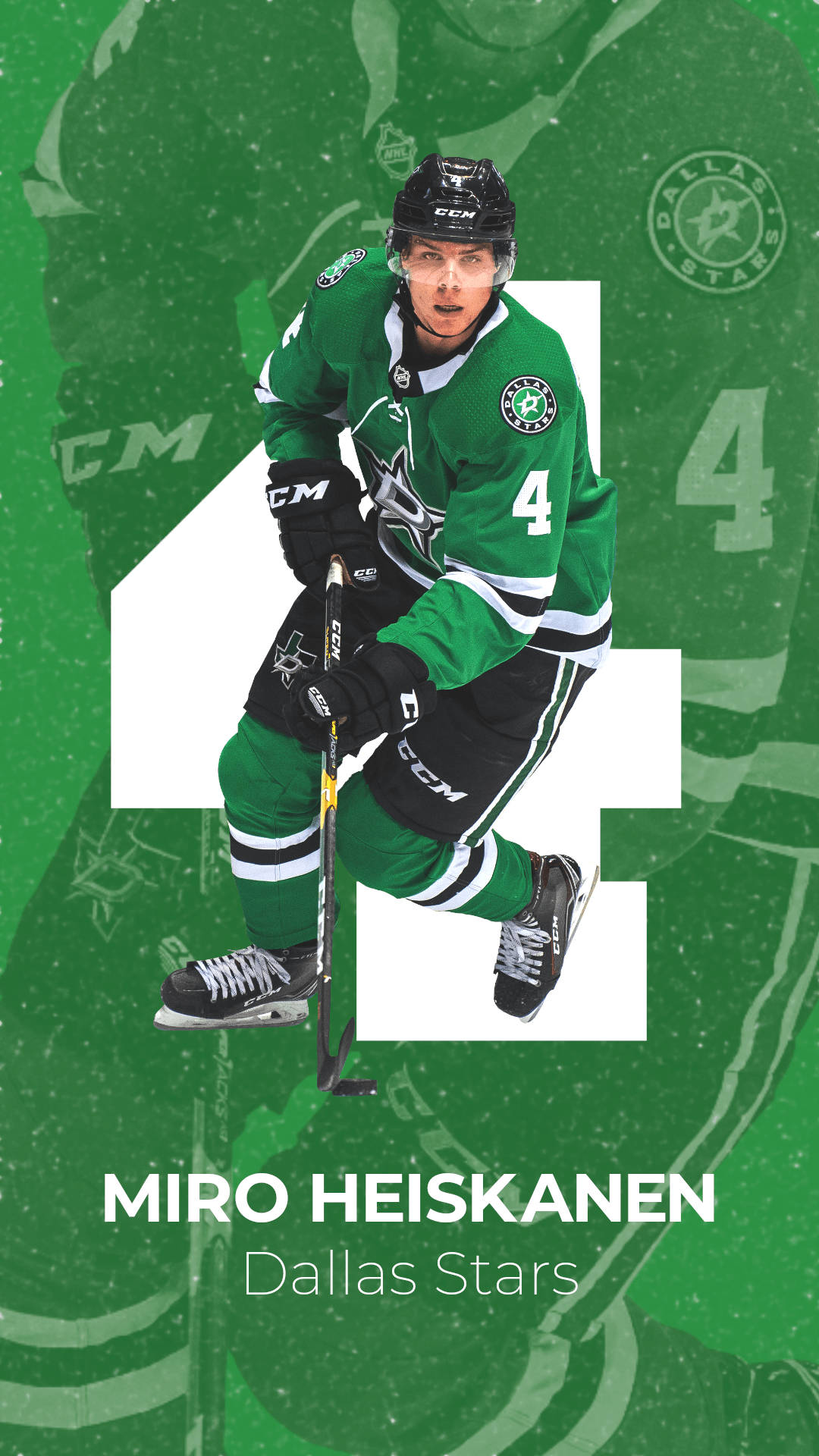 Miro Heiskanen, green Dallas Stars jersey, number four, Full HD Phone Wallpaper