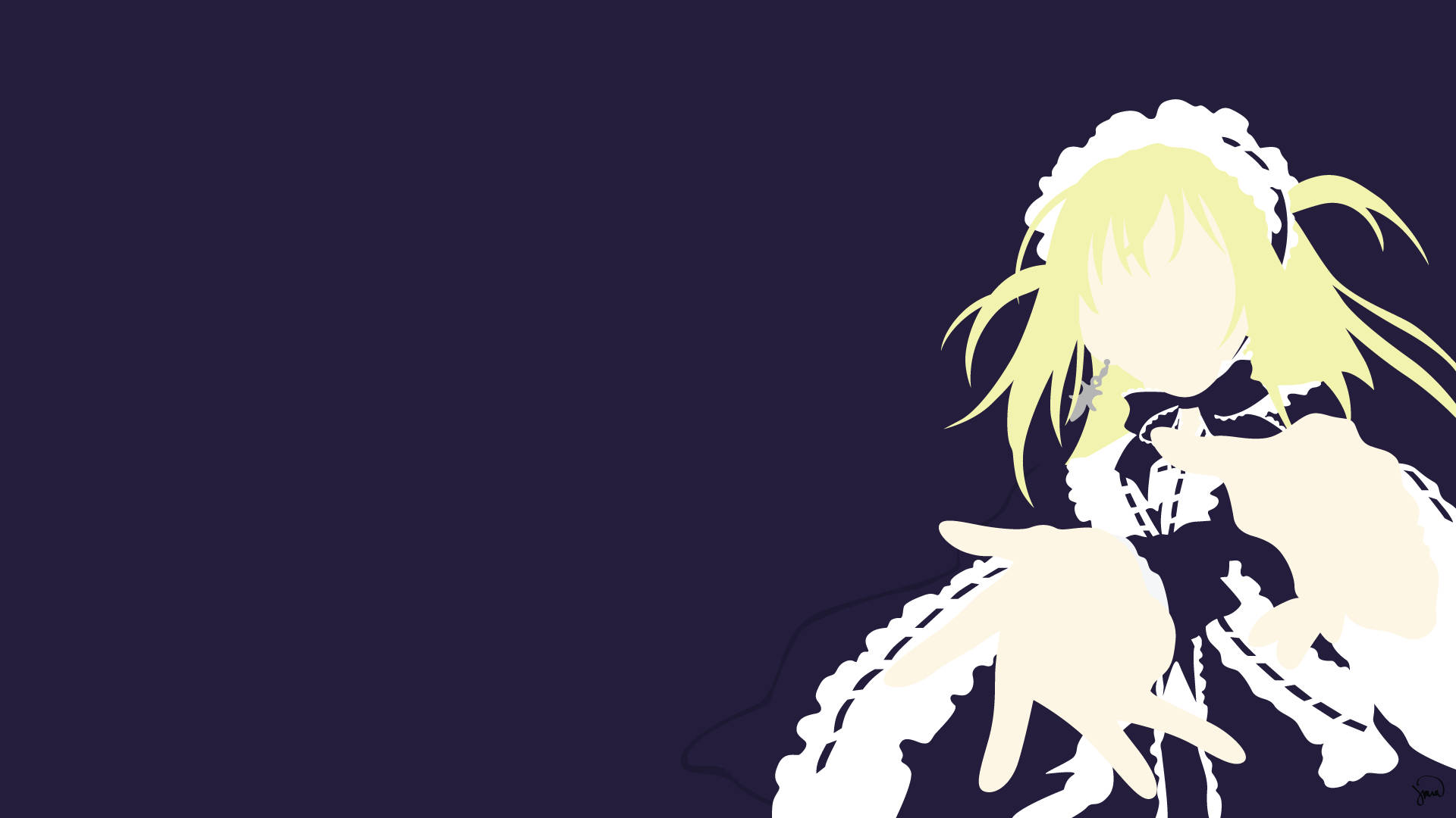 Misa Amane, pale yellow hair, white frilly dress, Full HD Desktop Wallpaper