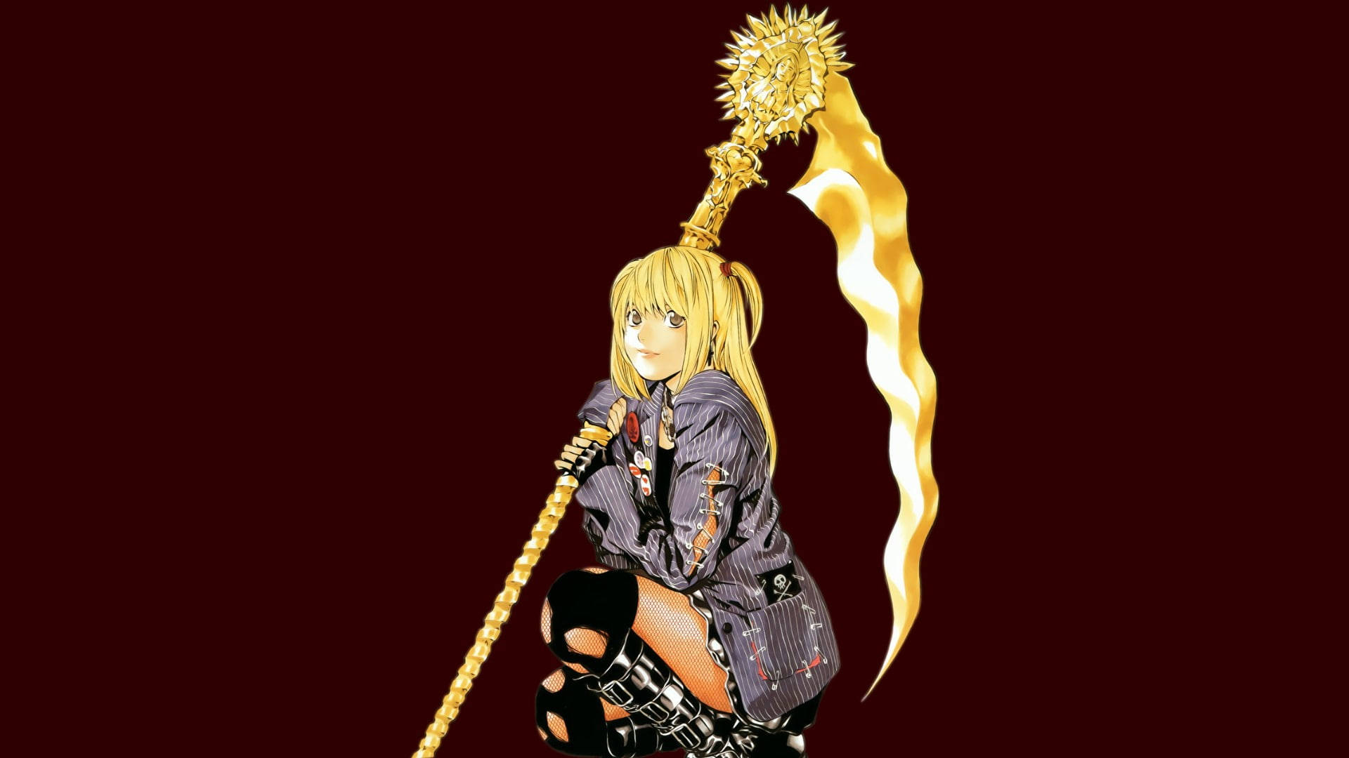 Misa Amane, golden scythe, blonde anime girl, Full HD Desktop Wallpaper