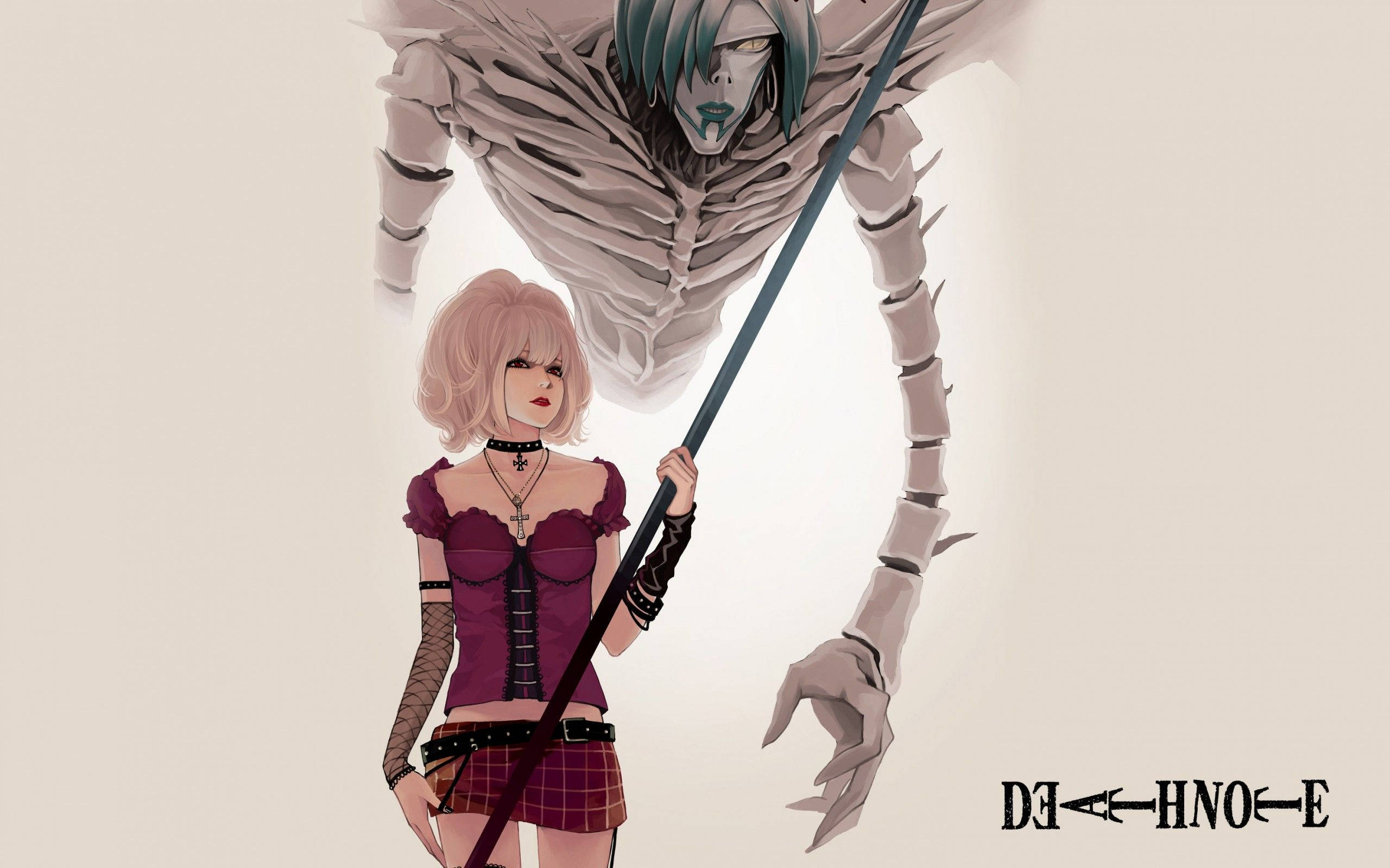 Misa Amane, pink-haired, gothic outfit, 2K Desktop Wallpaper