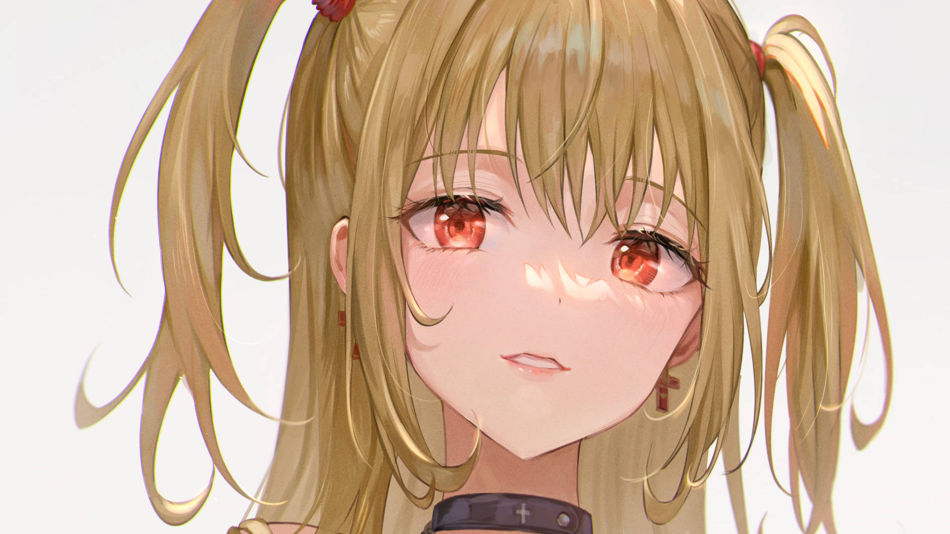 Misa Amane, blonde pigtails, red eyes, Full HD Desktop Wallpaper