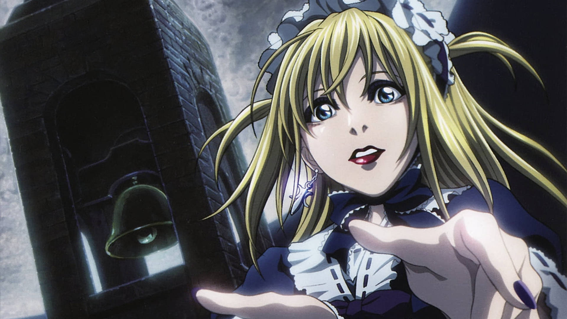 Misa Amane, maiden outfit, stone bell tower, Full HD Desktop Wallpaper