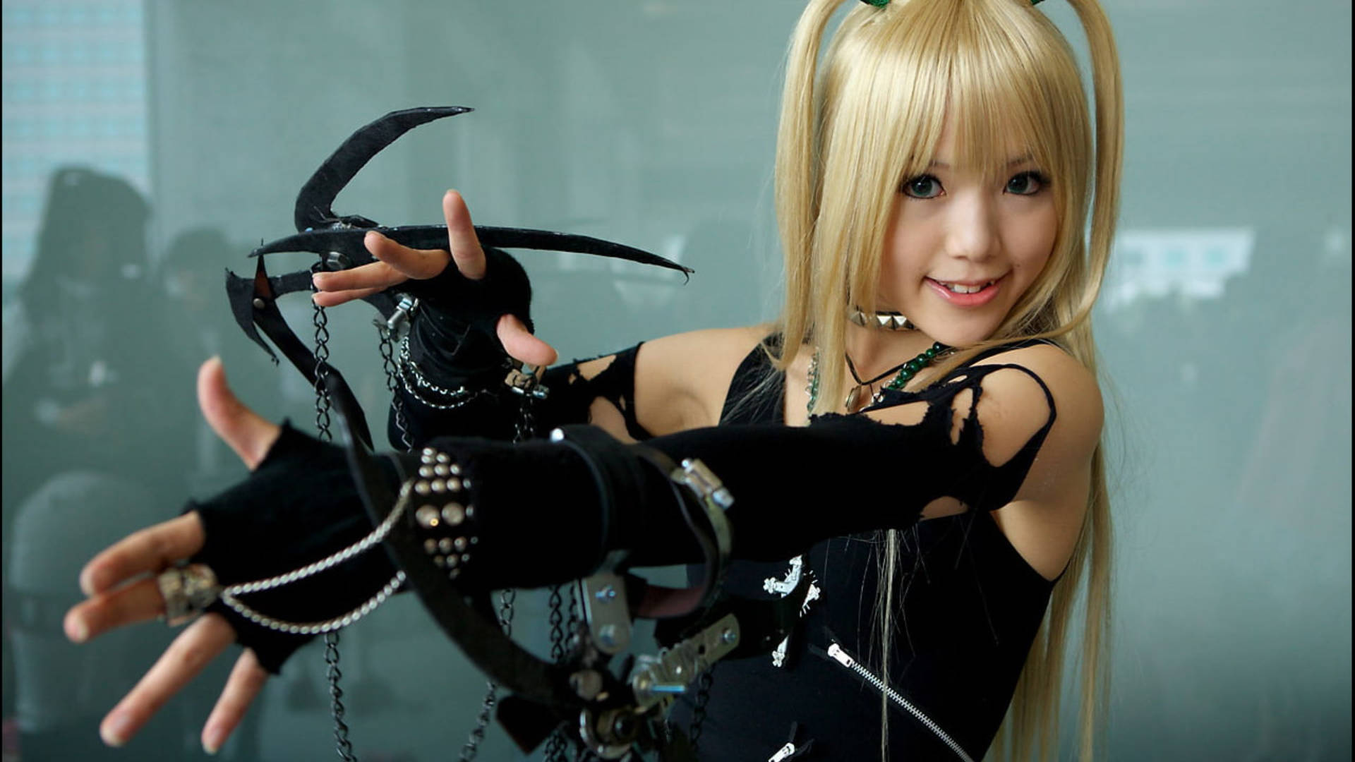 Misa Amane, blonde, black gothic cosplay, Full HD Desktop Wallpaper