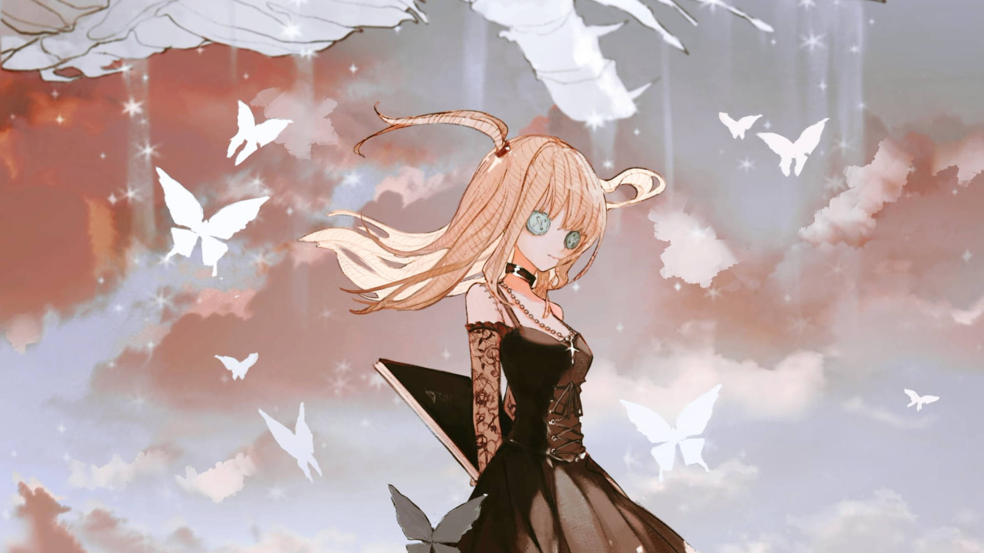 Misa Amane, blonde anime girl, horns, Full HD Desktop Wallpaper