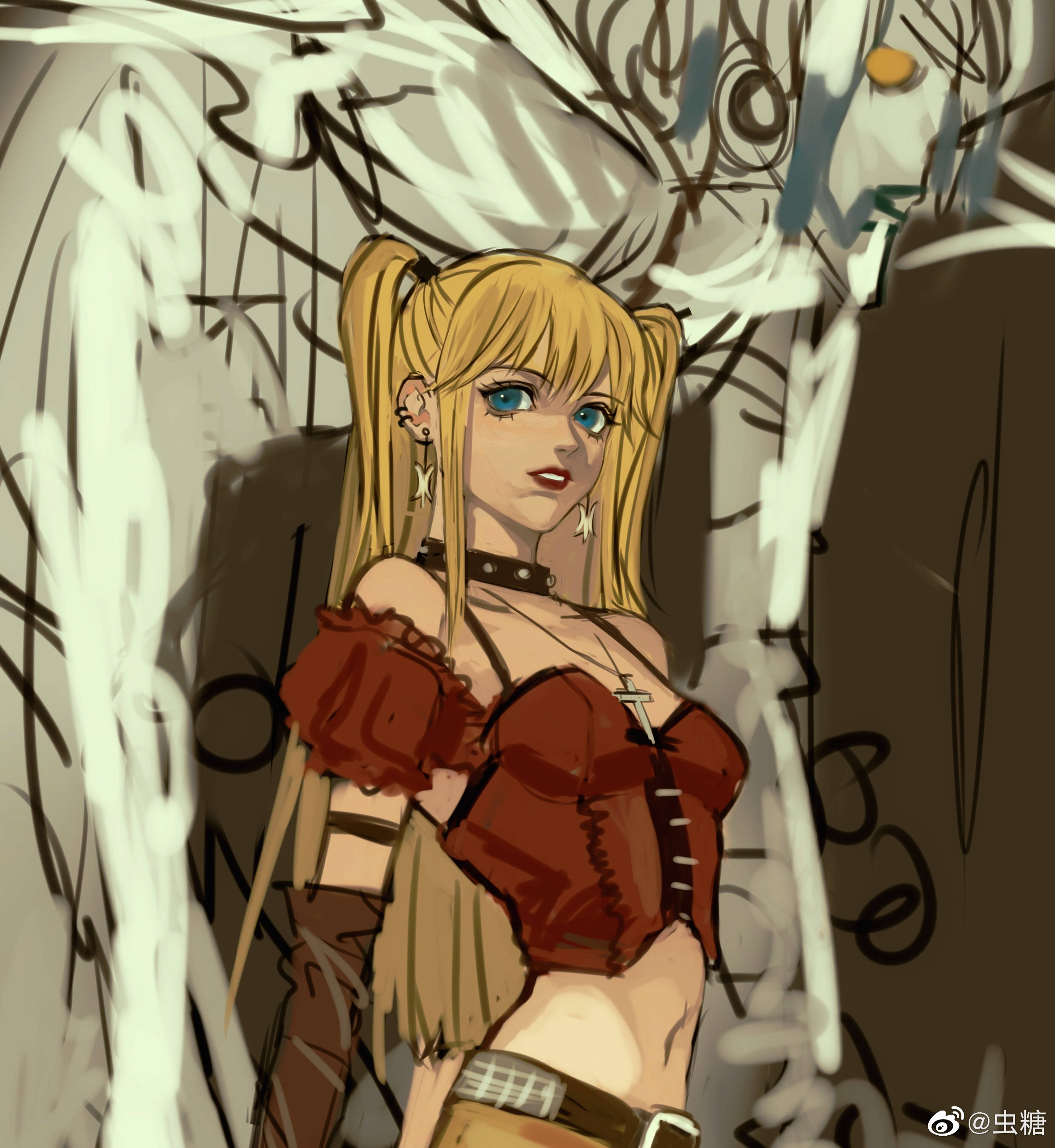 Misa Amane, blonde anime girl, blue eyes, 2K Phone Wallpaper