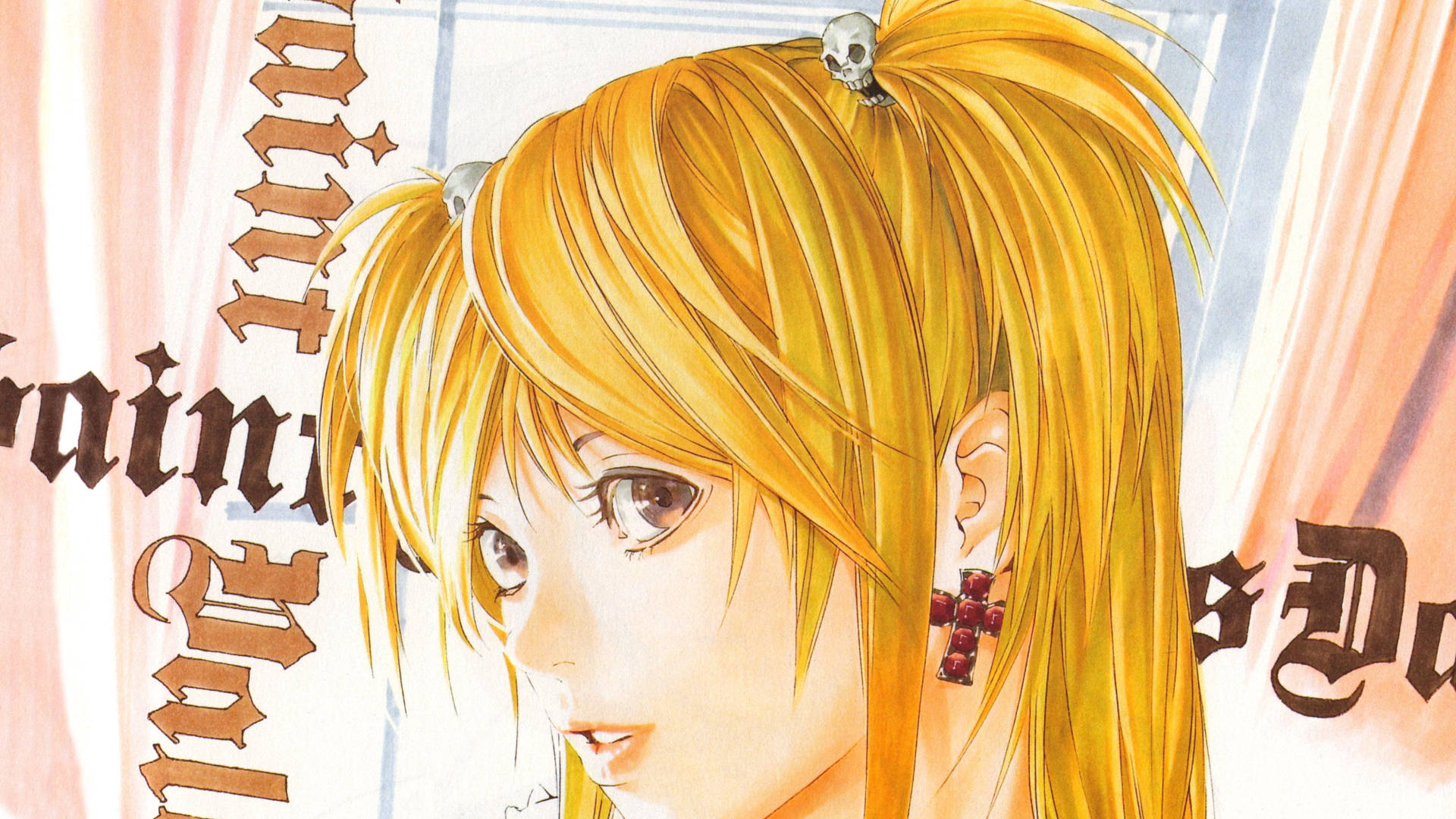 Misa Amane, golden pigtails, skull hairpins, Full HD Desktop Wallpaper