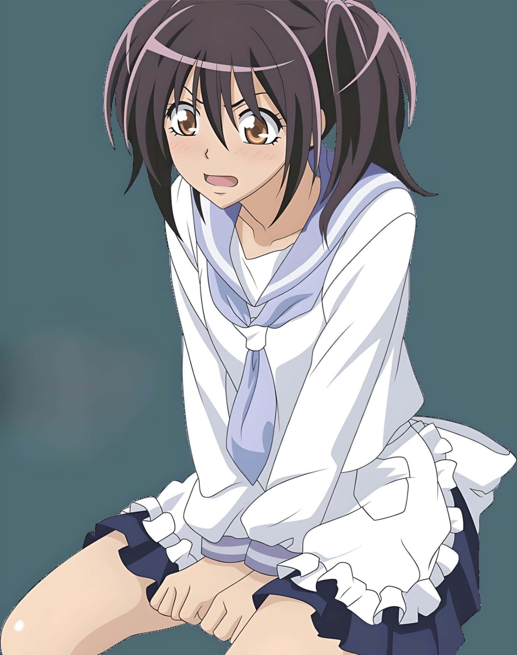 Misaki Ayuzawa, sailor uniform, muted teal background, Full HD Phone Wallpaper