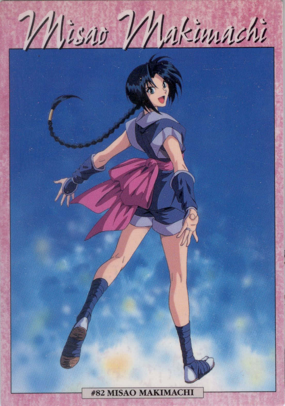 Misao Makimachi, dynamic anime pose, sparkling blue sky, HD Phone Wallpaper