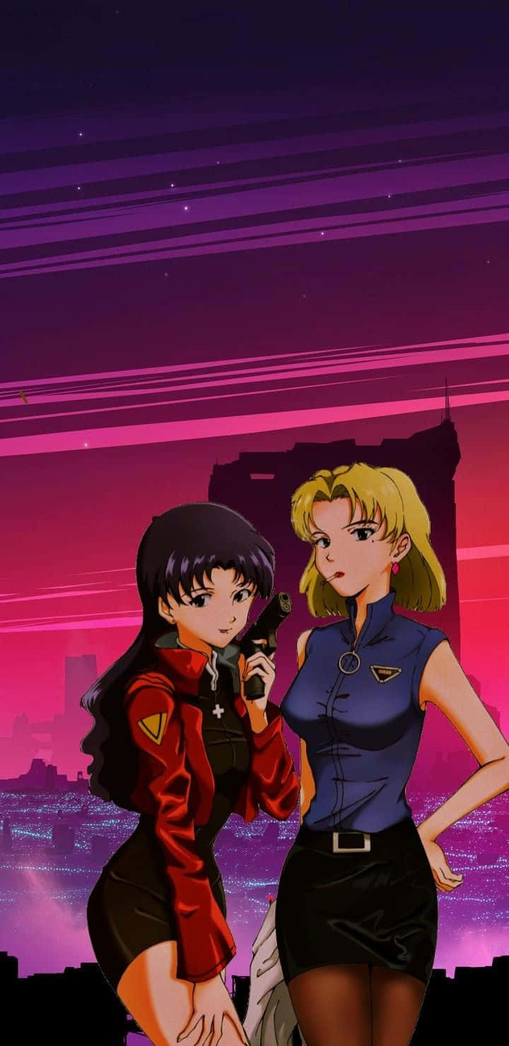 Misato Katsuragi, distinctive jacket, neon purple, HD Phone Wallpaper