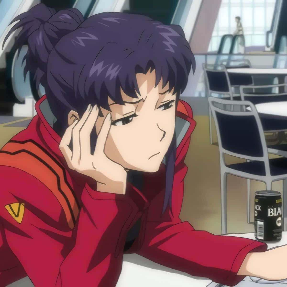Misato Katsuragi, purple hair, red jacket, SD Desktop Wallpaper