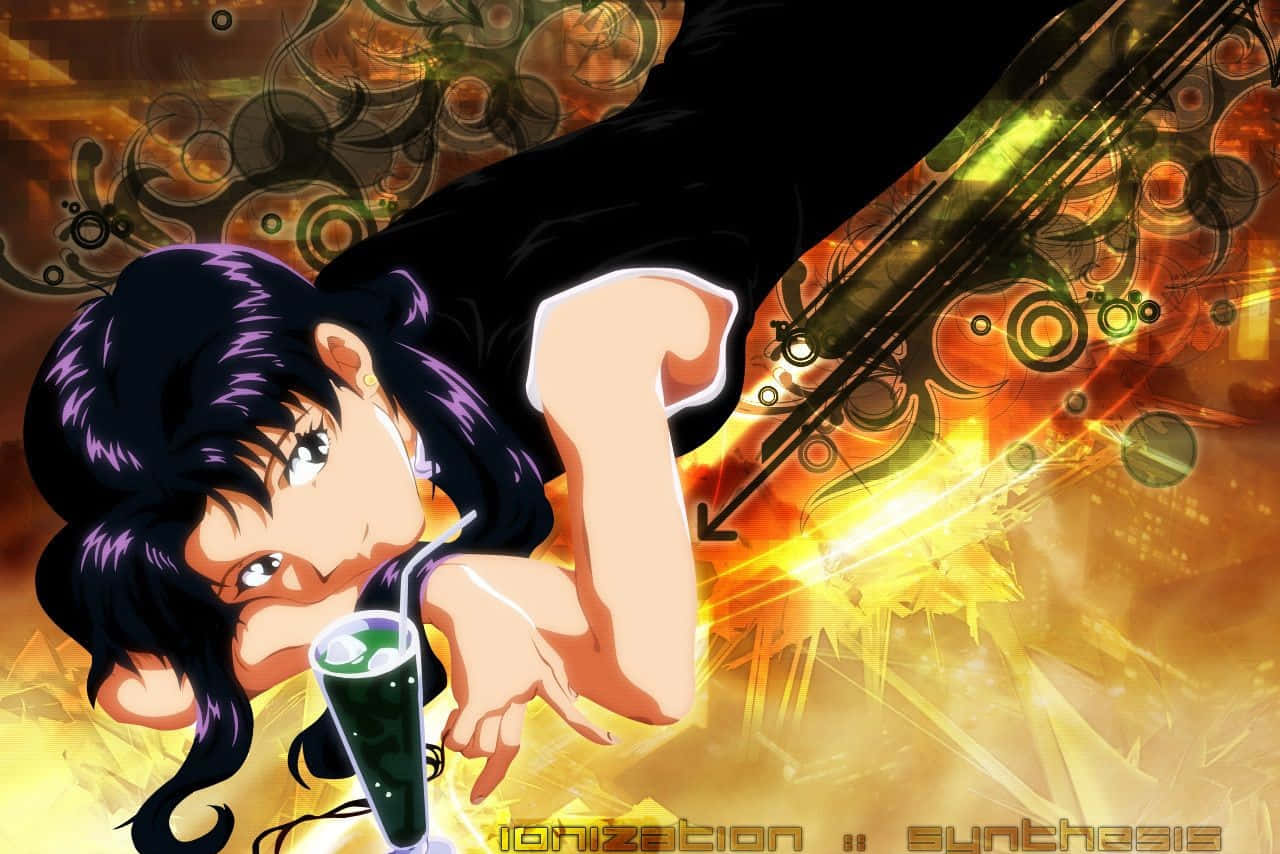 Misato Katsuragi, purple hair, iconic outfit, HD Desktop Wallpaper