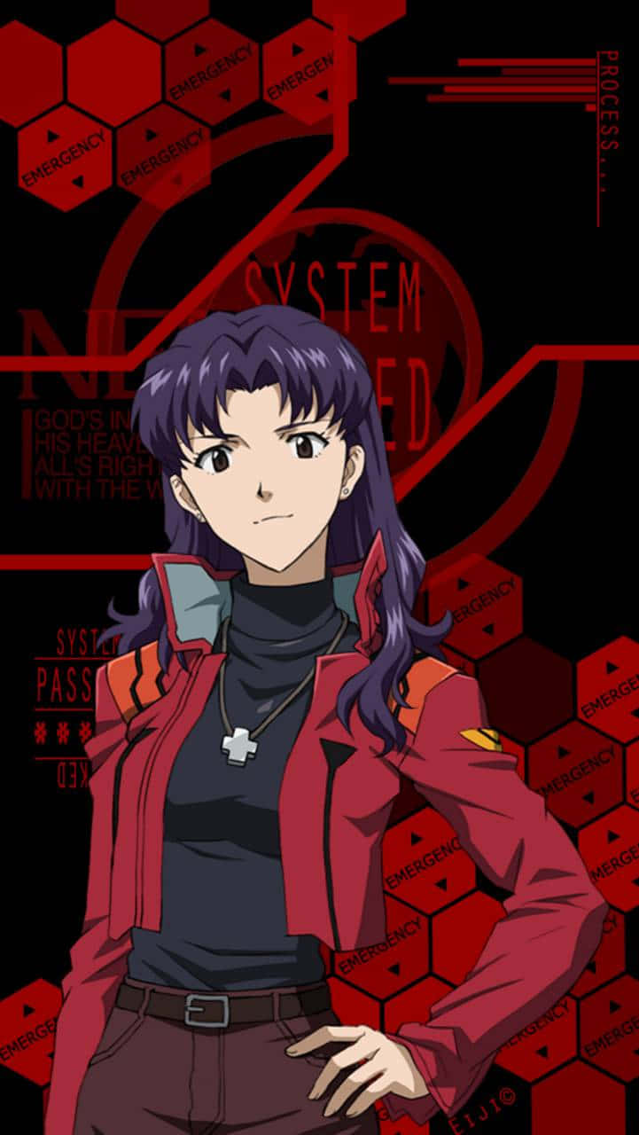 Misato Katsuragi, purple hair, red jacket, HD Phone Wallpaper