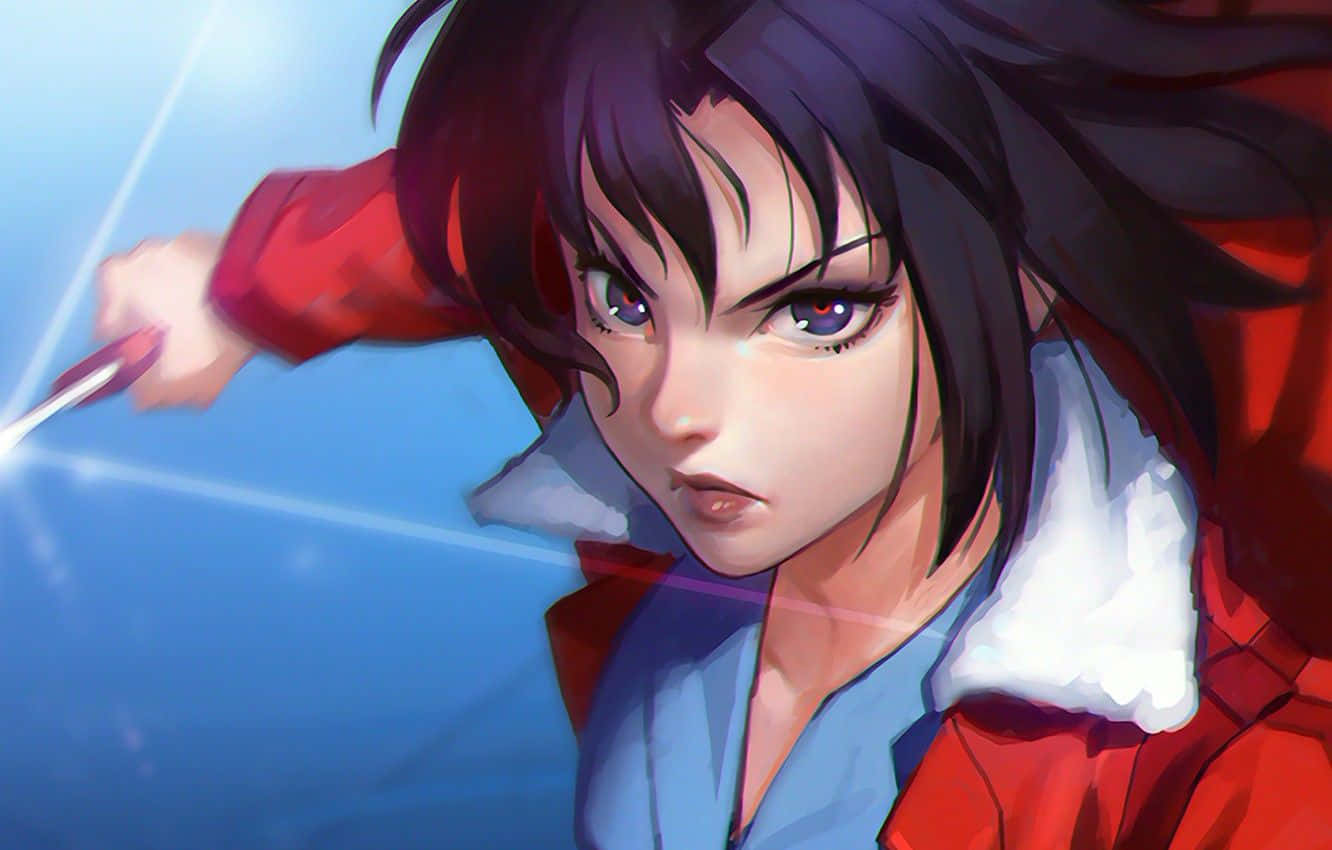 Misato Katsuragi, dark hair, red jacket, HD Desktop Wallpaper