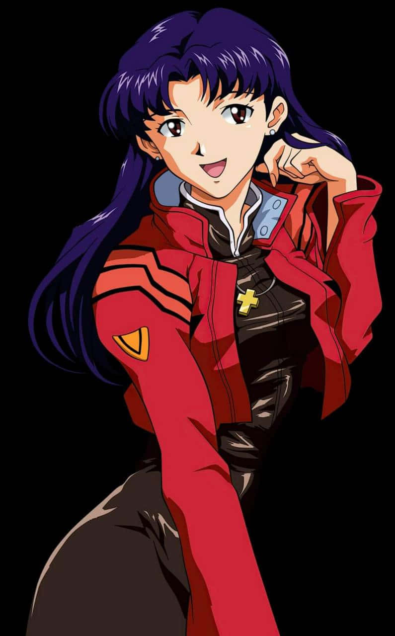 Misato Katsuragi, purple hair, red jacket, HD Phone Wallpaper