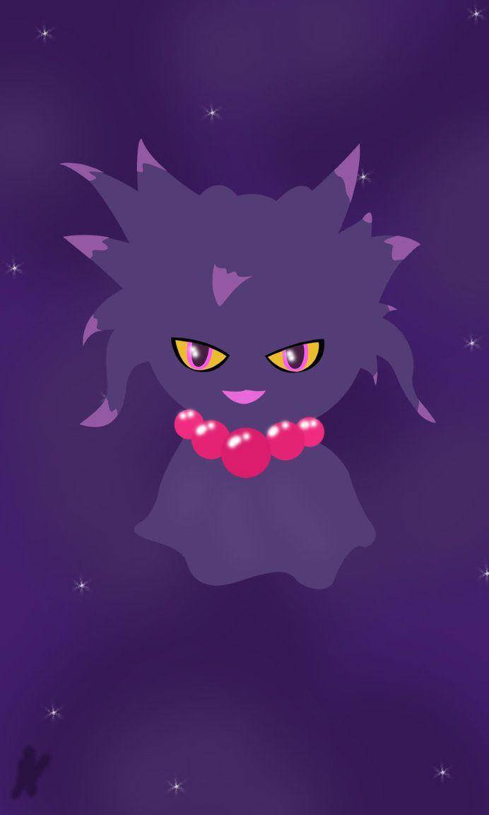 Misdreavus, purple, yellow eyes, SD Phone Wallpaper