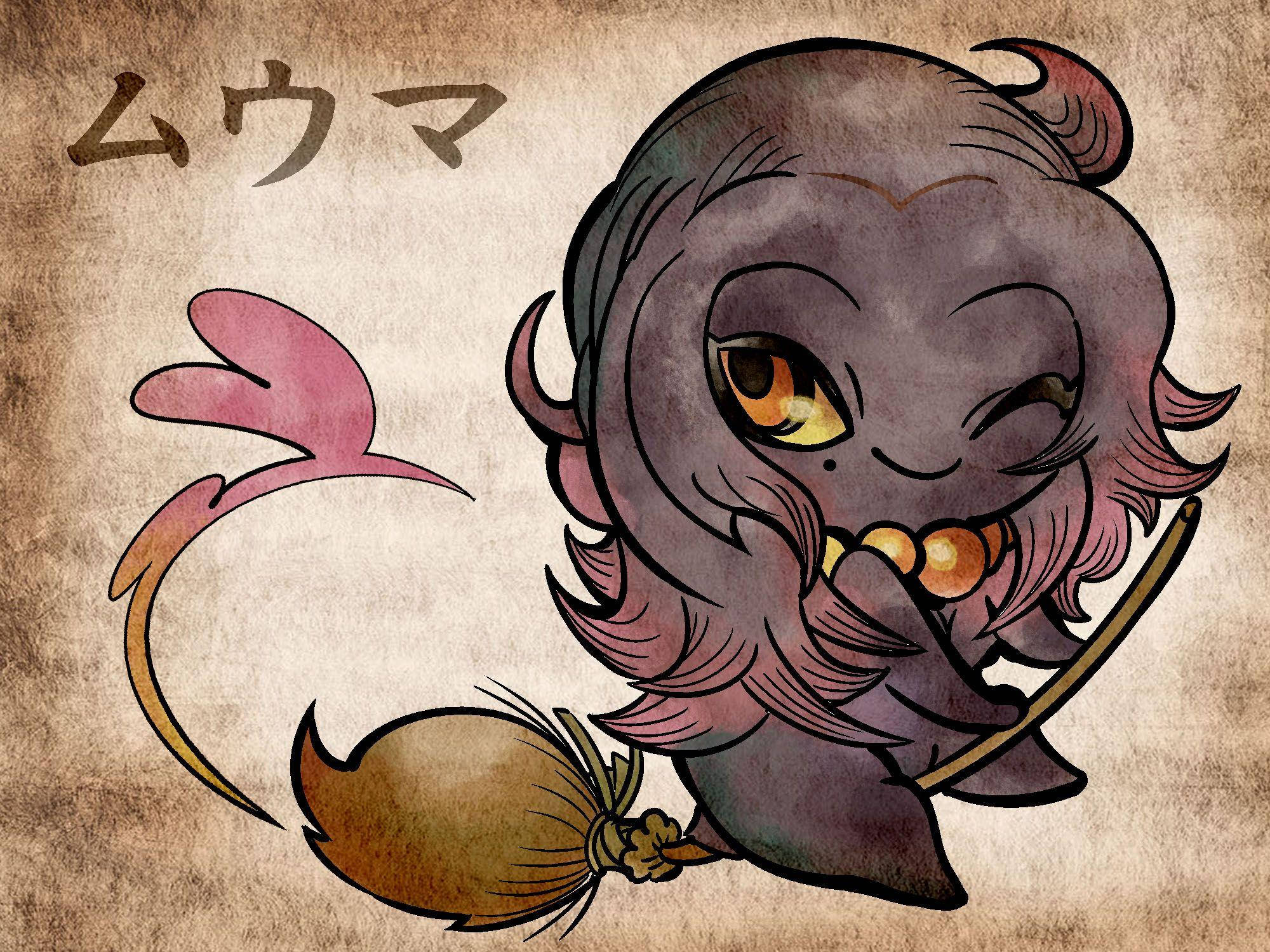 Misdreavus, chibi-style, dark purple, Full HD Desktop Wallpaper