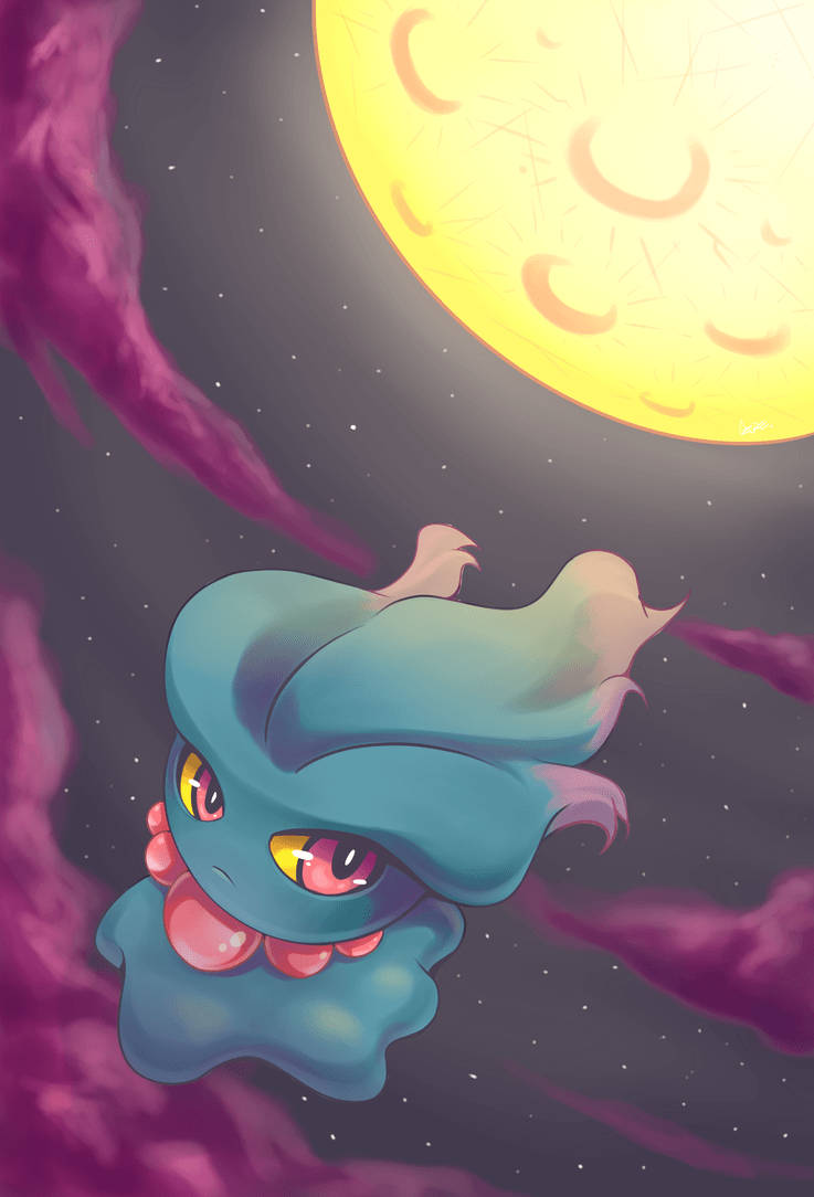 Misdreavus, moonlight, yellow moon, SD Phone Wallpaper
