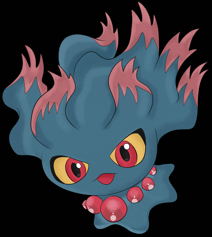Misdreavus, blue, pink flame-like spikes, SD Phone Wallpaper