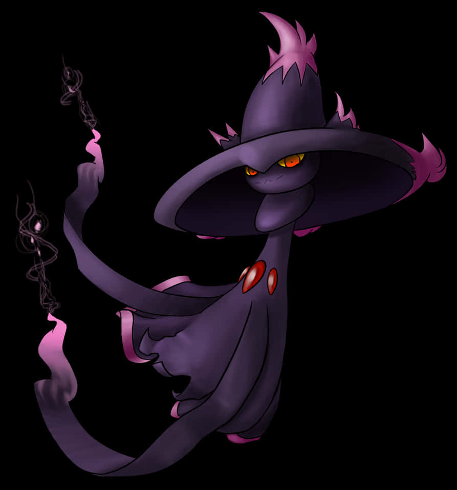 Mismagius, dark purple, glowing orange eyes, SD Phone Wallpaper