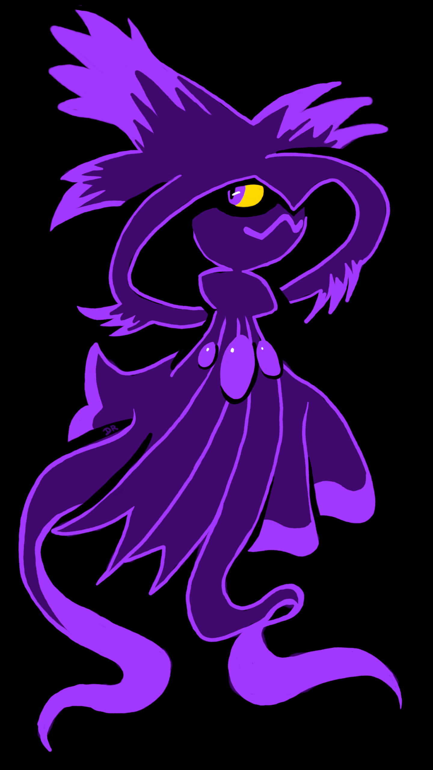 Mismagius, purple, glowing yellow eye, 2K Phone Wallpaper