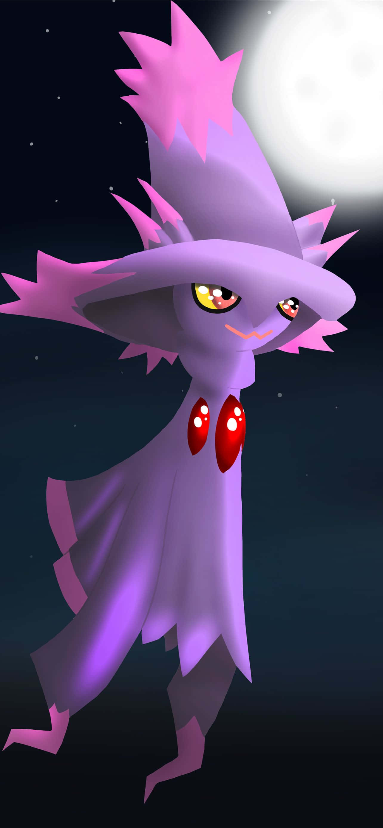 Mismagius, brilliant moon, starry night sky, 2K Phone Wallpaper