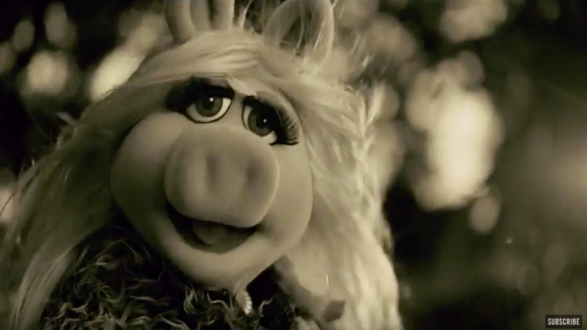 Miss Piggy, sepia-toned, close-up, Full HD Desktop Wallpaper