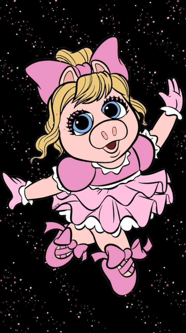 Miss Piggy, pink dress, starry black background, HD Phone Wallpaper