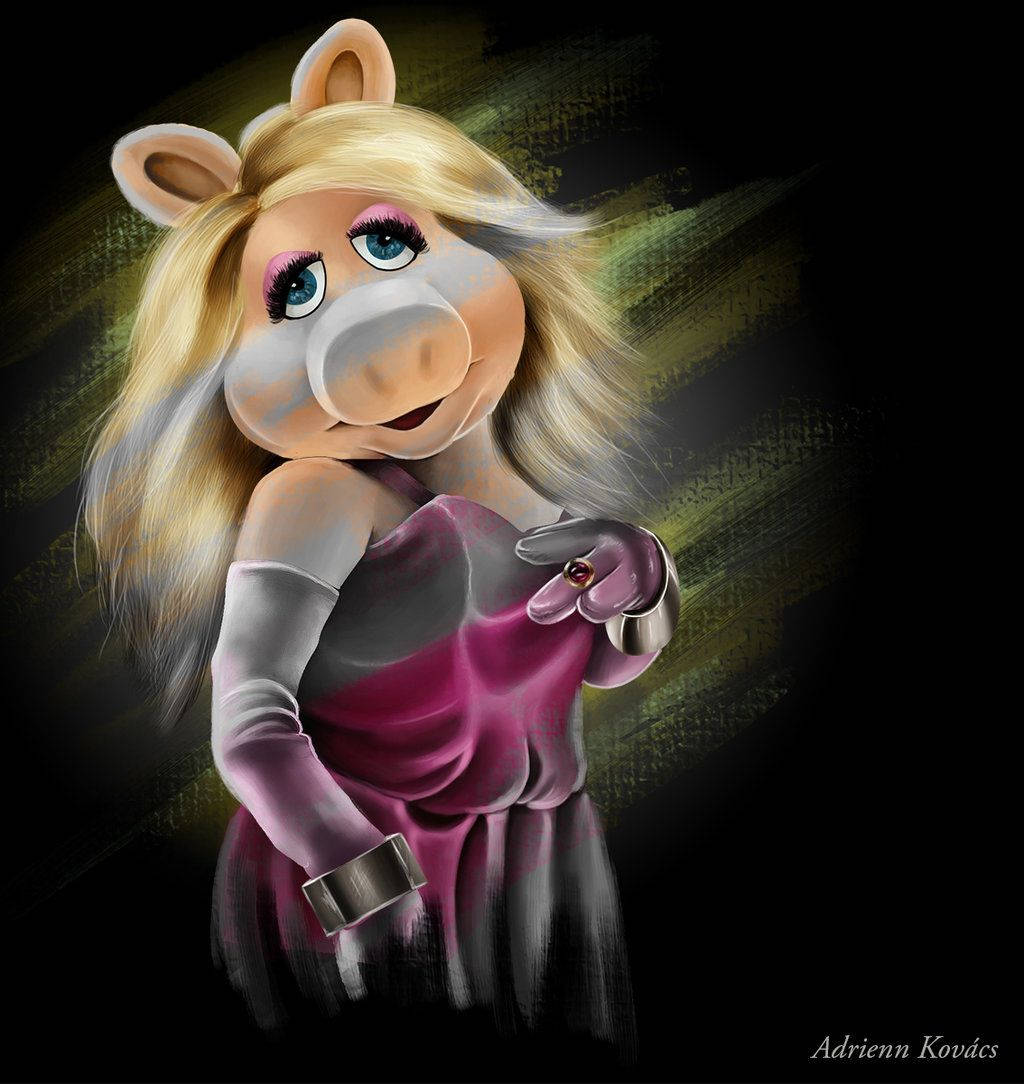 Miss Piggy, purple dress, glamorous, SD Phone Wallpaper
