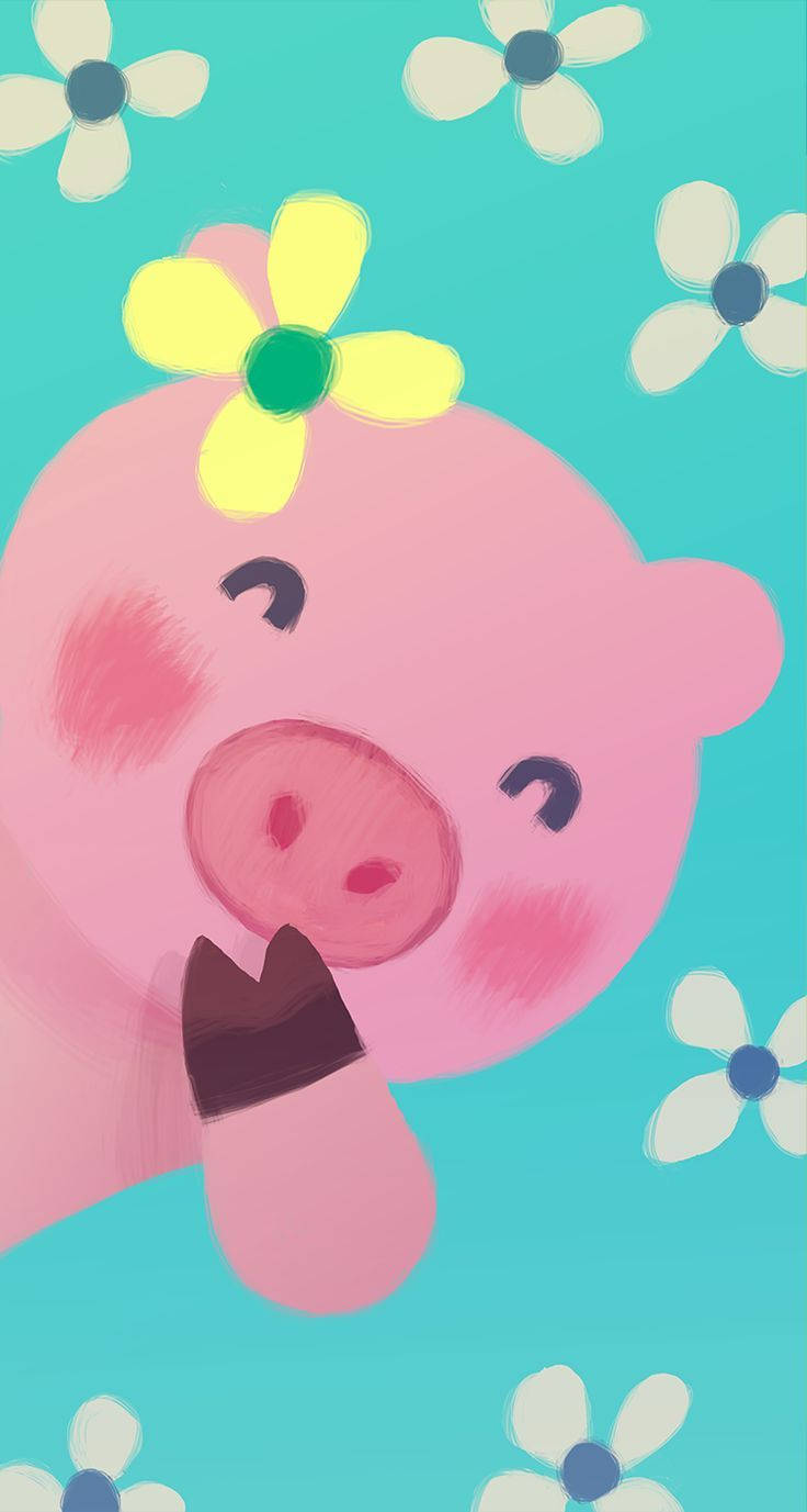 Miss Piggy, yellow daisy, pink cartoon pig, HD Phone Wallpaper