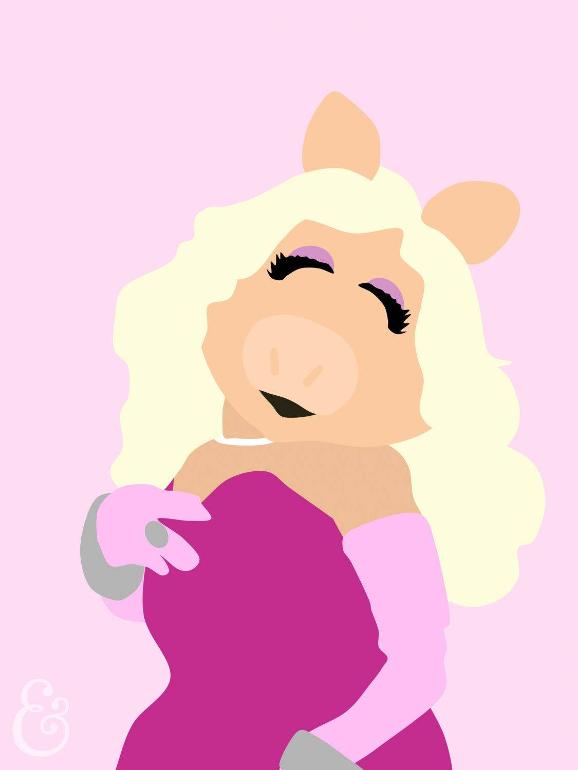 Miss Piggy, pink dress, blonde hair, HD Phone Wallpaper