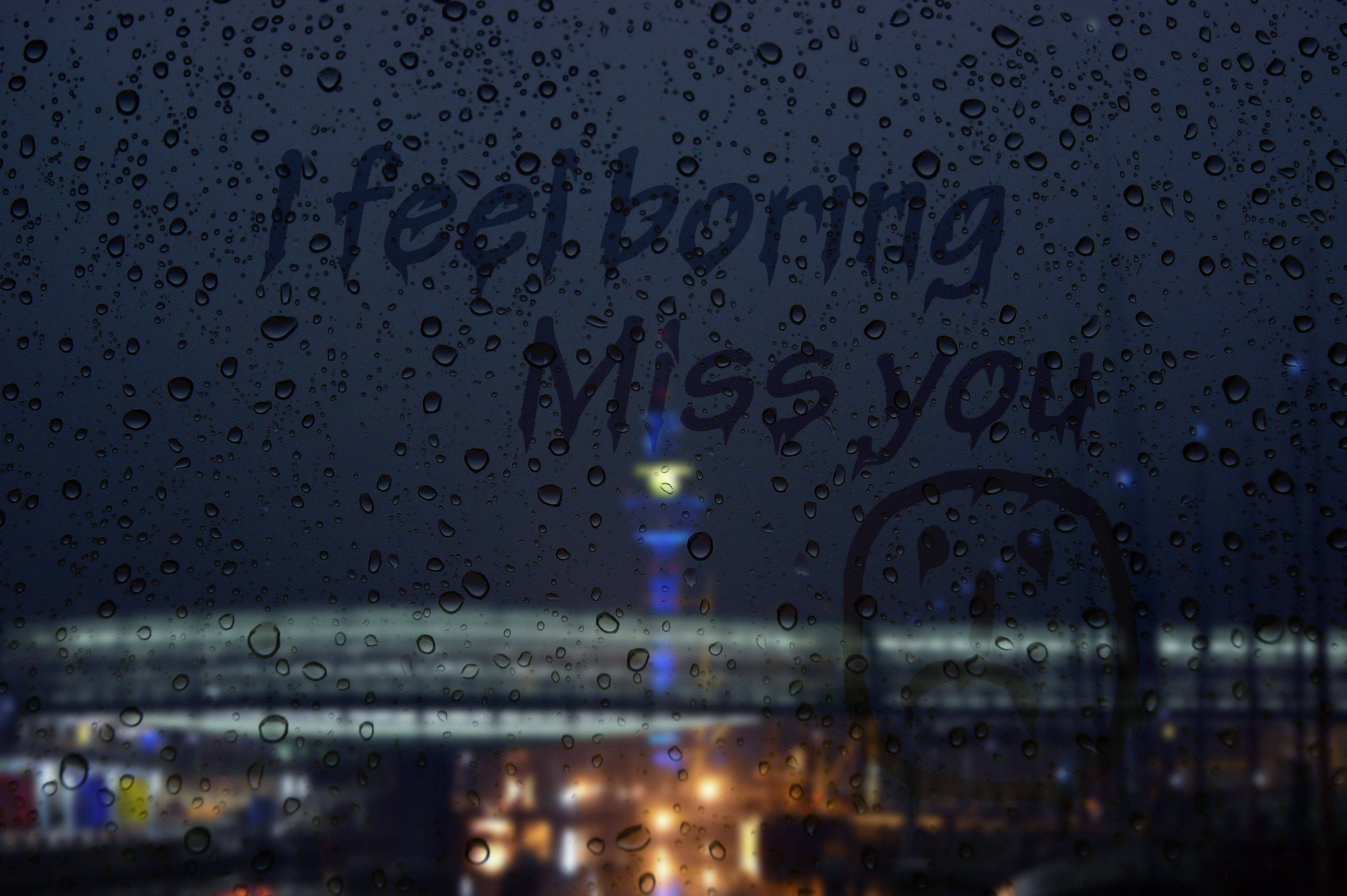 Missing You, raindrops, window, 4K Desktop Wallpaper