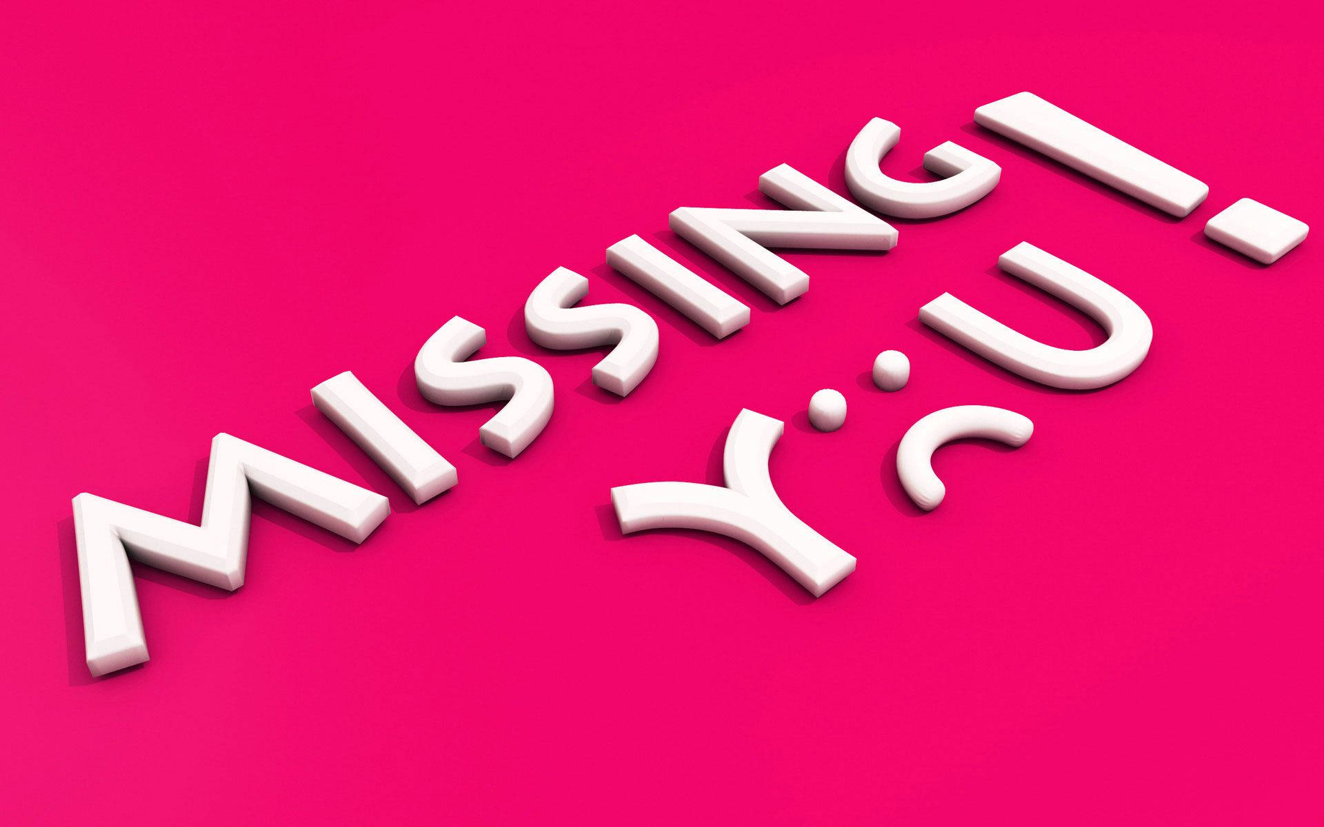 MISSING! Y?U., 3d letters, vivid pink background, Full HD Desktop Wallpaper