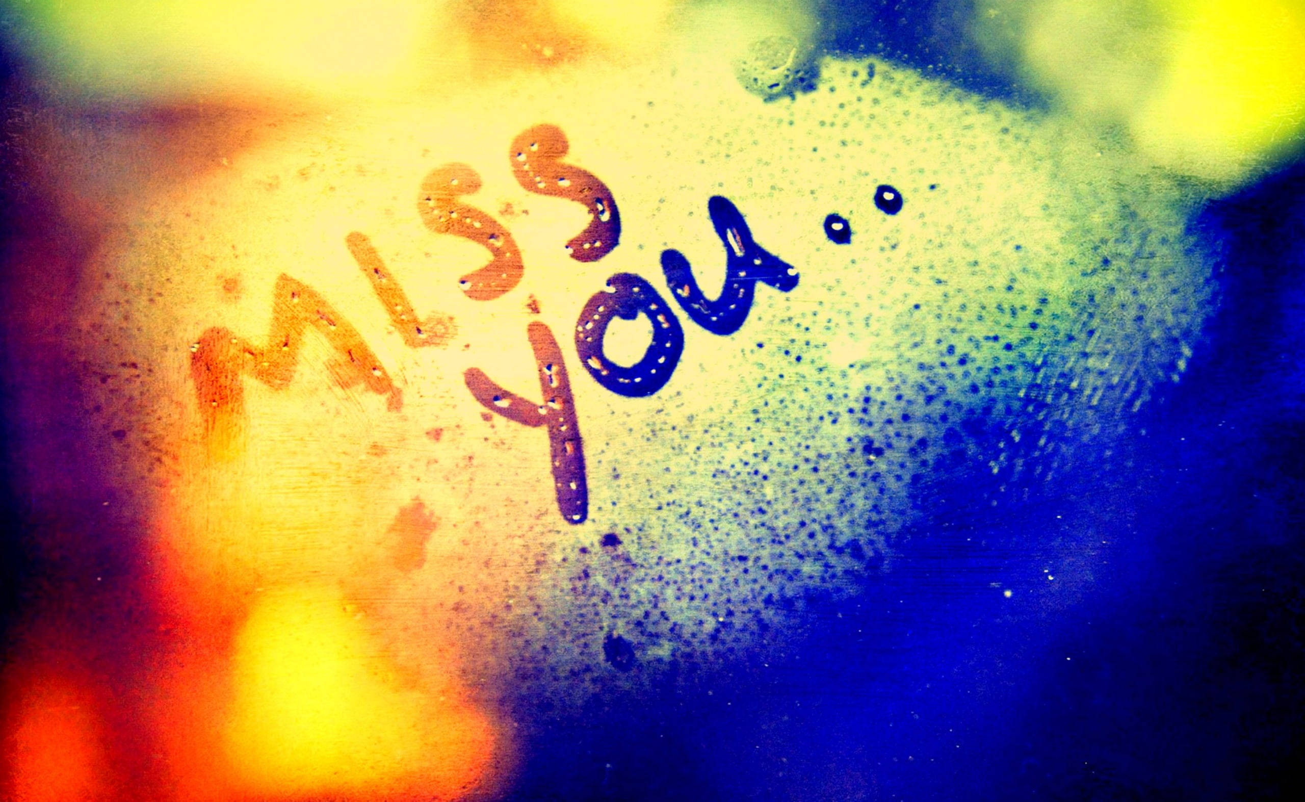 Missing You, fogged window, warm yellow, 2K Desktop Wallpaper
