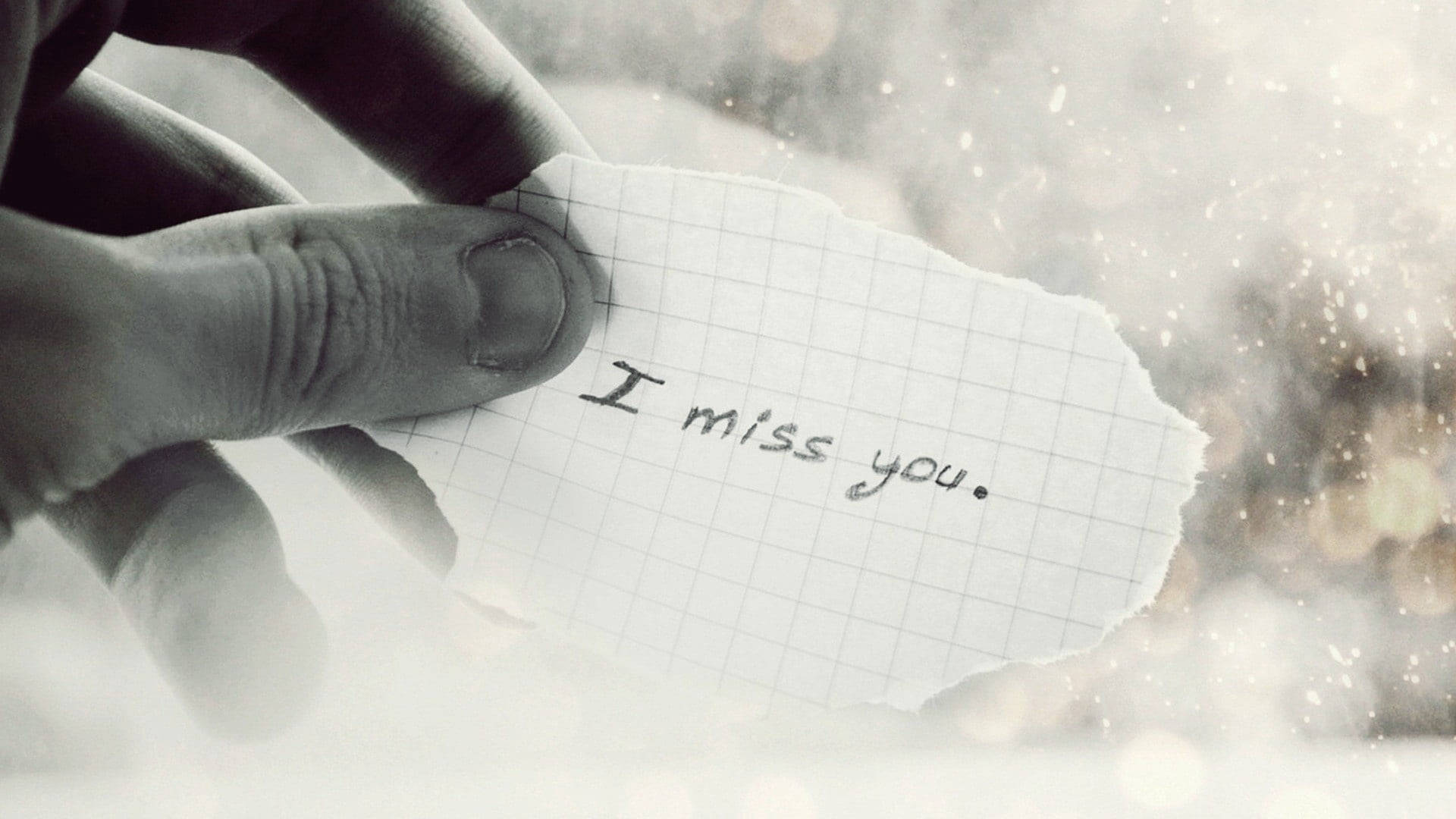 Missing You, torn note, graph paper, Full HD Desktop Wallpaper