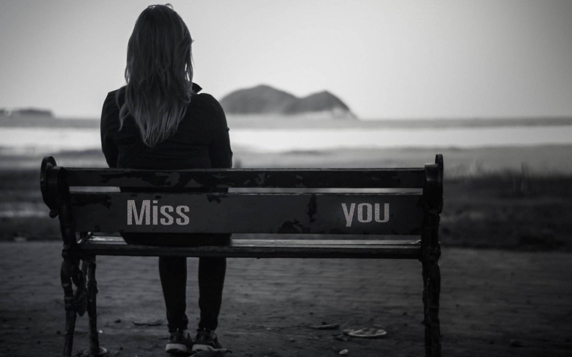 Missing You, bench, water, Full HD Desktop Wallpaper