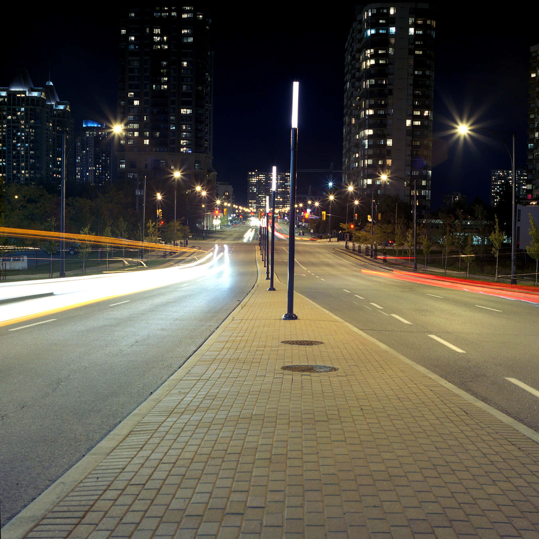Mississauga, dusk, city street, HD Desktop Wallpaper