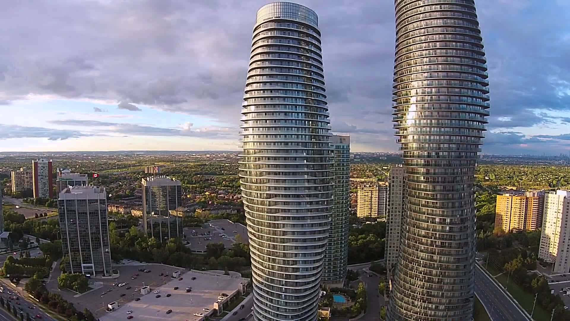 Mississauga, city skyline, dusk, Full HD Desktop Wallpaper