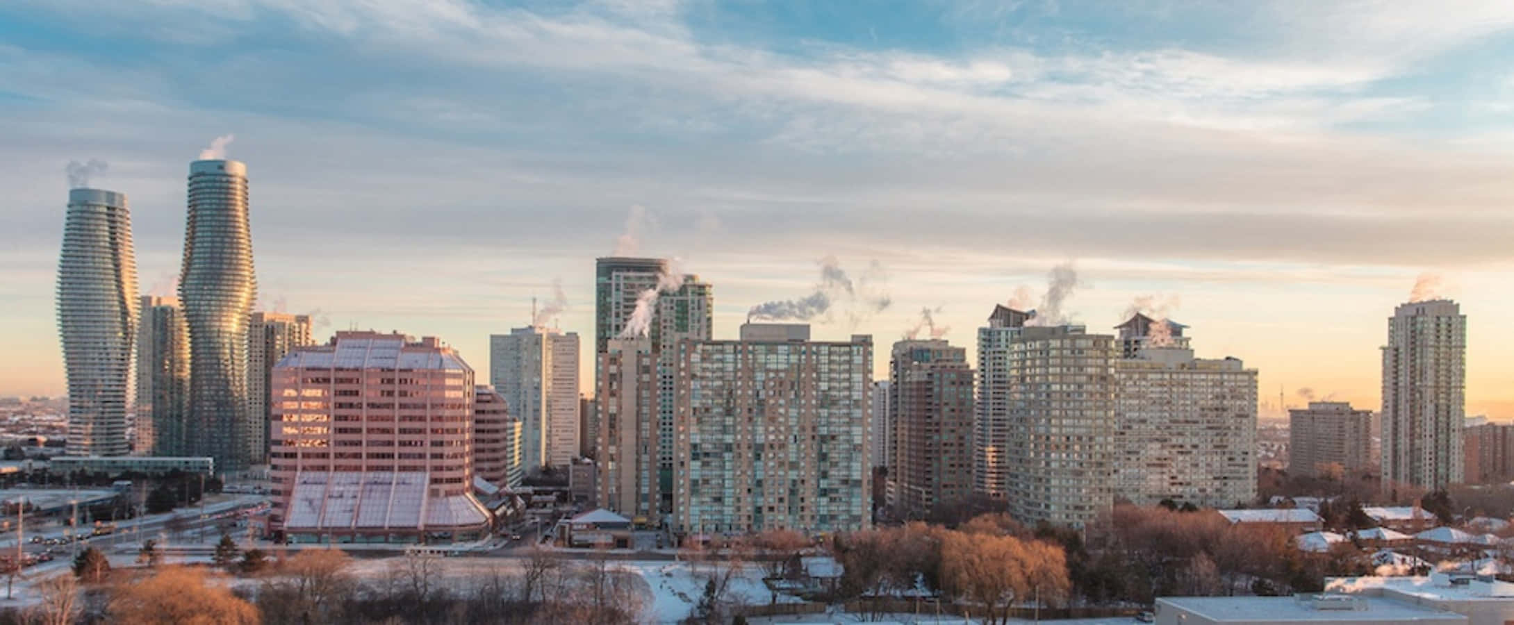 Mississauga, skyline, dawn, Full HD Desktop Wallpaper