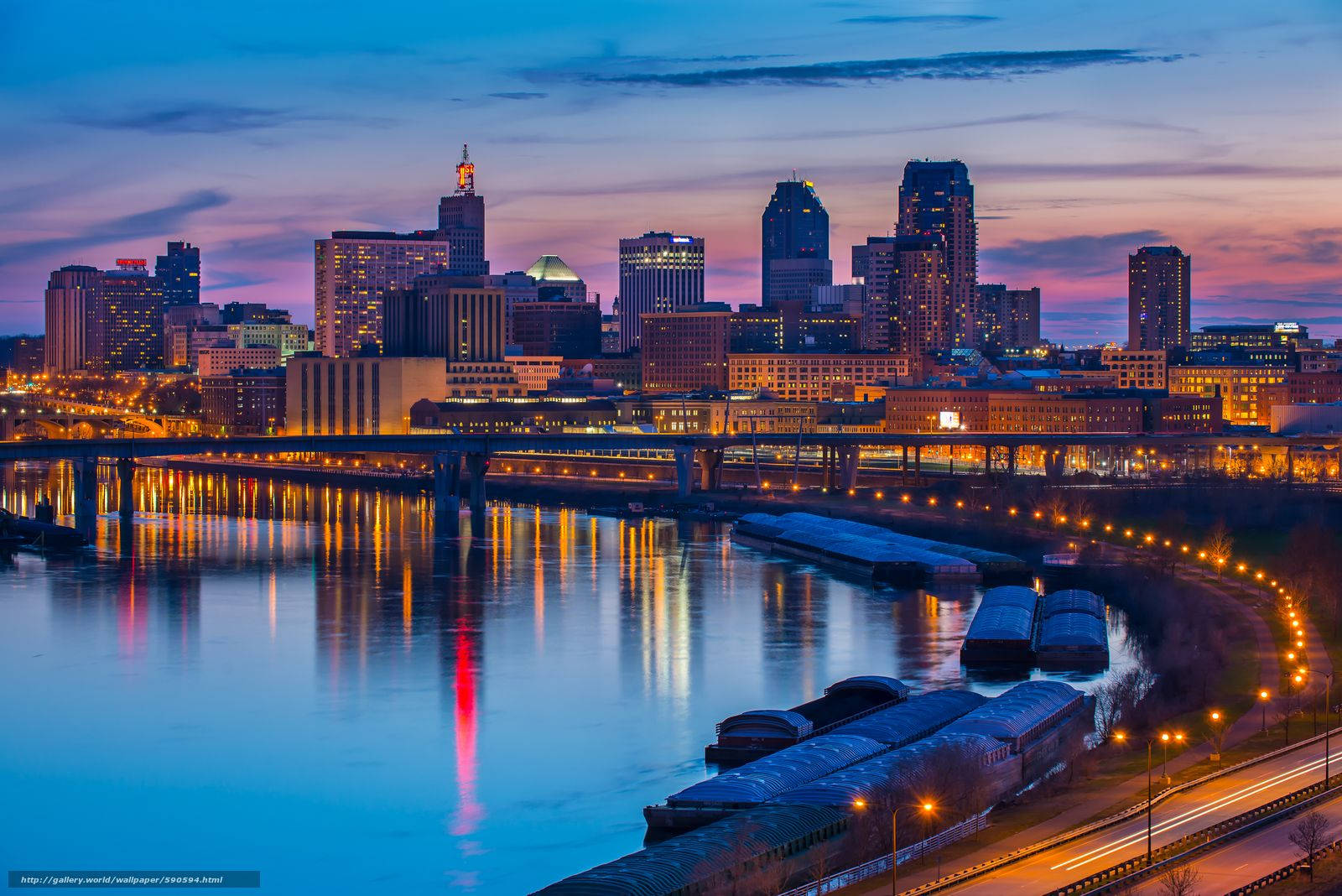 Mississippi River, sunset, purple sky, HD Desktop Wallpaper