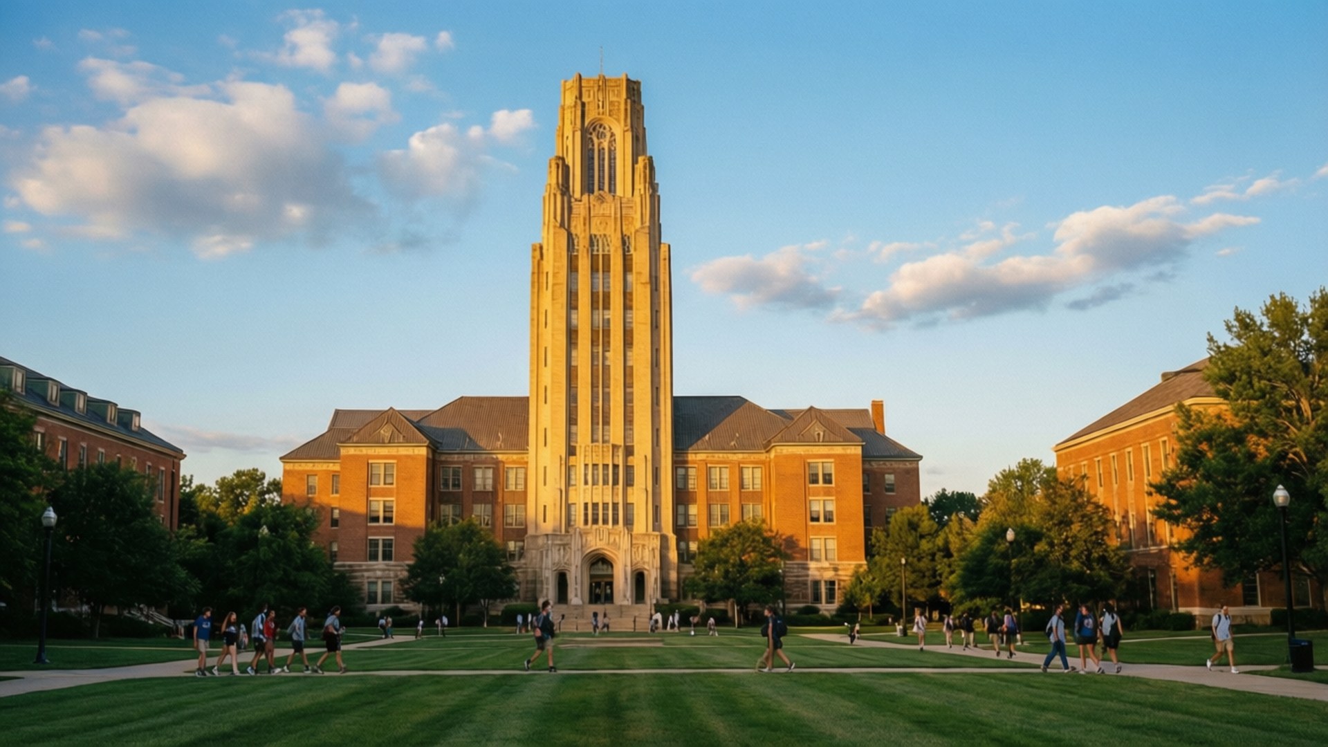 S&T, Gothic-style university building, sunlit campus quad, Full HD Desktop Wallpaper